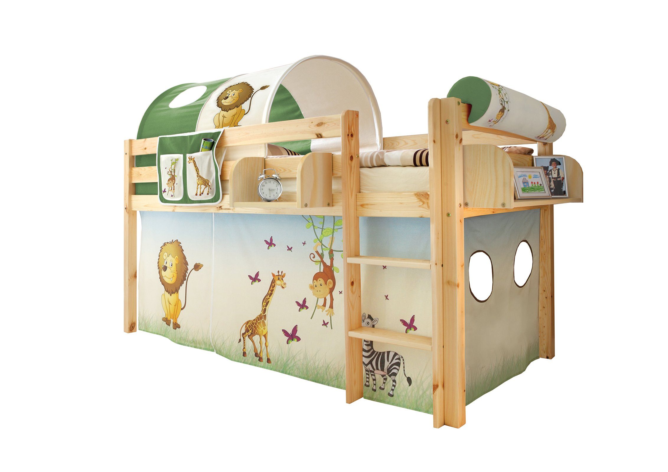 Ticaa Hochbett Hochbett "Malte" Kiefer Natur Motiv