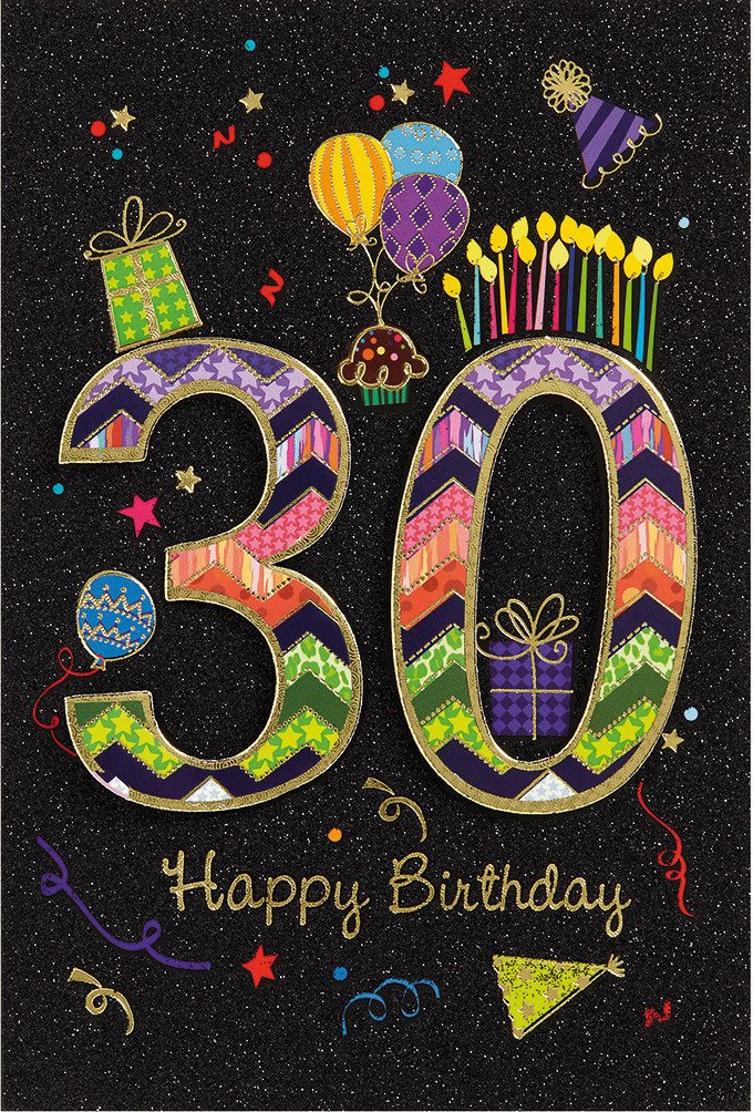 Grußkarten 30. Geburtstag - Collage - Glückwunschkarte im Format 11,5 x 17 cm