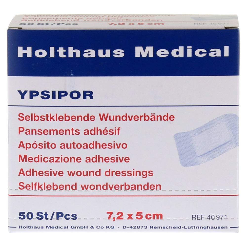 Wundpflaster YPSIPOR Wundverband, 7,2 x 5 cm, 50 Stück steril, Packung