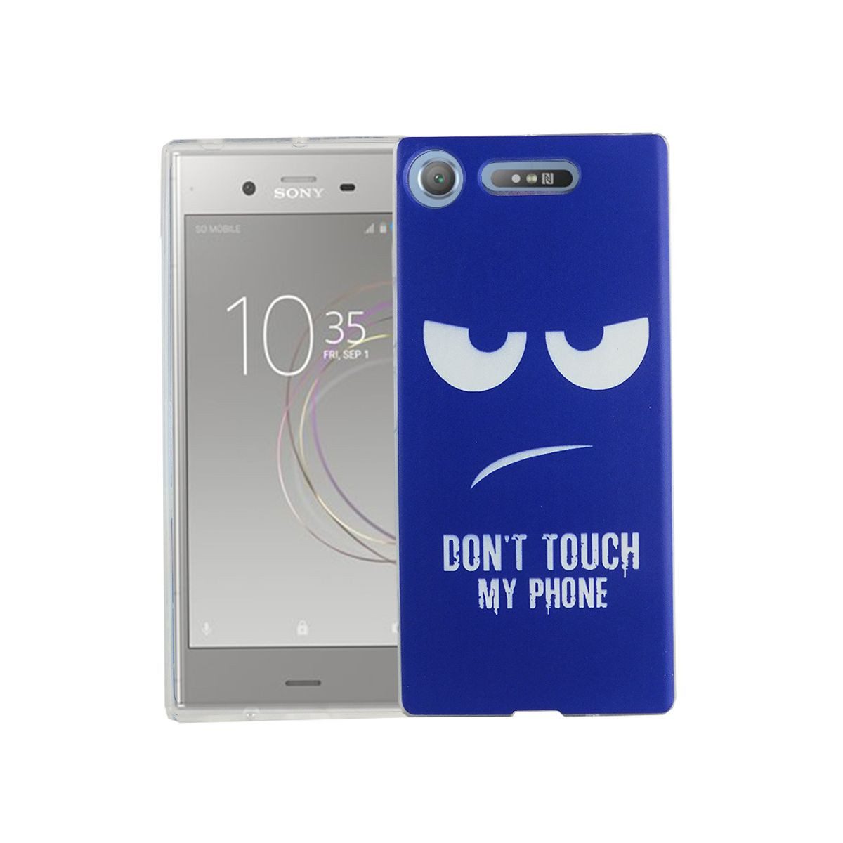 König Design Handyhülle Sony Xperia XZ1, Sony Xperia XZ1 Handyhülle Bumper Backcover Blau