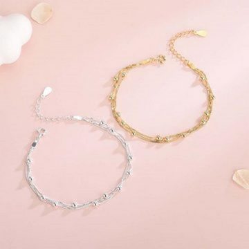 Fivejoy Charm-Armband Charm-Armband Perlenarmband mit schlichtem Doppel-Layer für Damen, (1-tlg), Dünne Kette, bezaubernd, Damen, tolles Geschenk