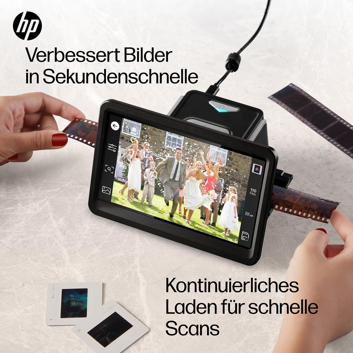 Zink HP FilmScan 7-Zoll-Touchscreen-Filmscanner Dia/Negativ -Scanner