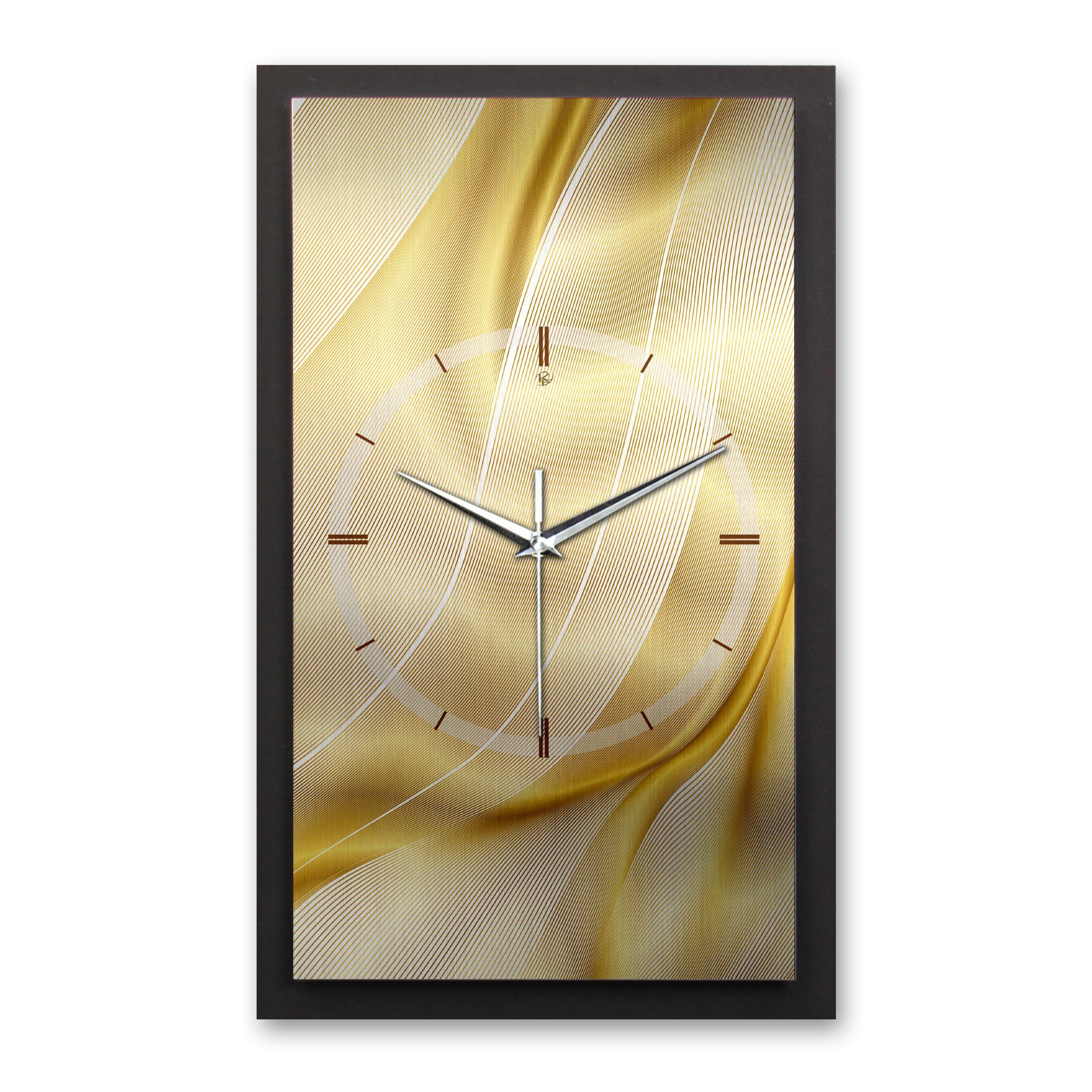 Kreative Feder Wanduhr 3D Designer-Wanduhr Golden Wave (ohne Ticken; Funk- oder Quarzuhrwerk; elegant, außergewöhnlich, modern)