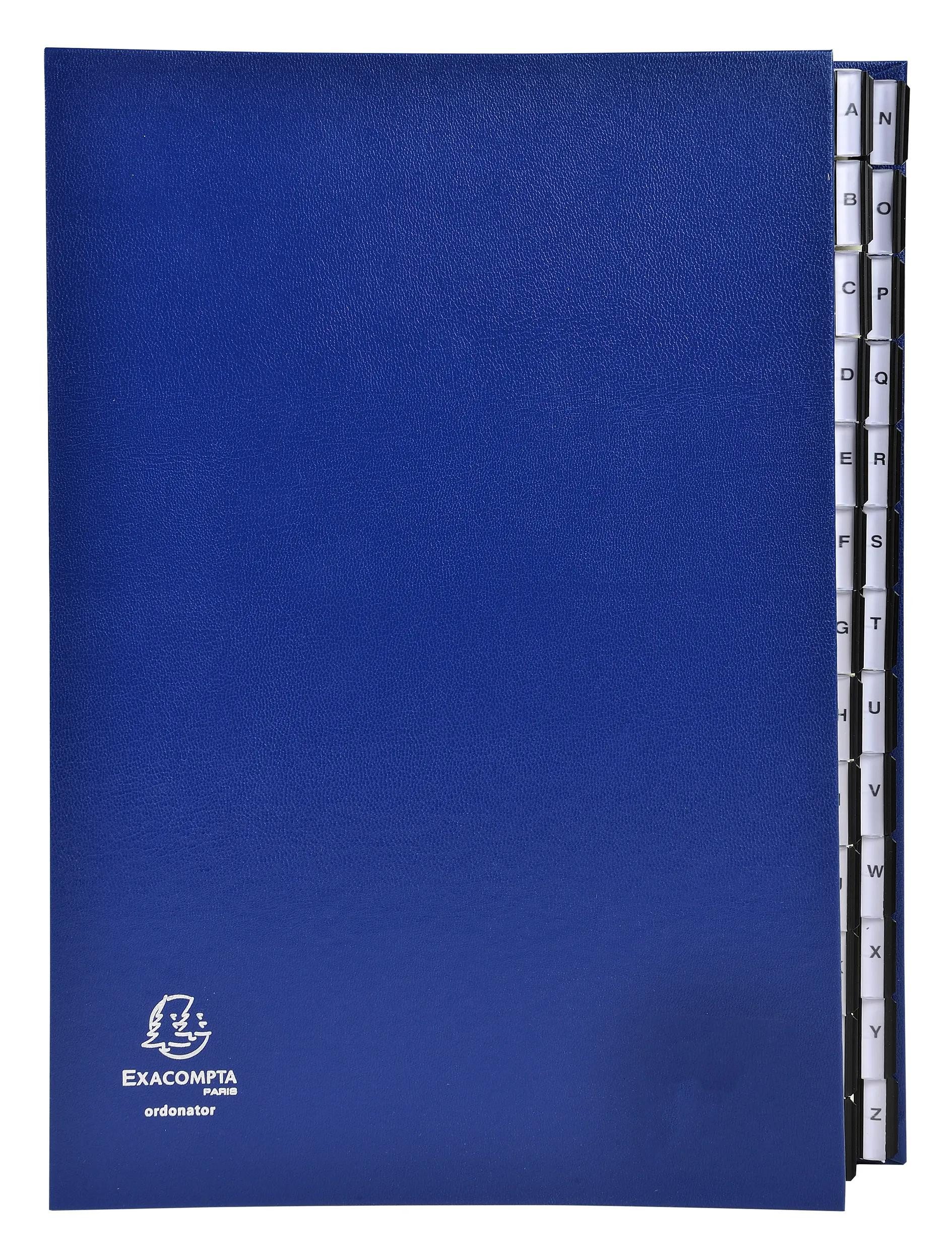 EXACOMPTA Fächermappe Ordnungsmappe Deckel dehnbar 26 Fächer A-Z A4 Blau 621229E, Fester Deckel dehnbare Ordnungsmappe