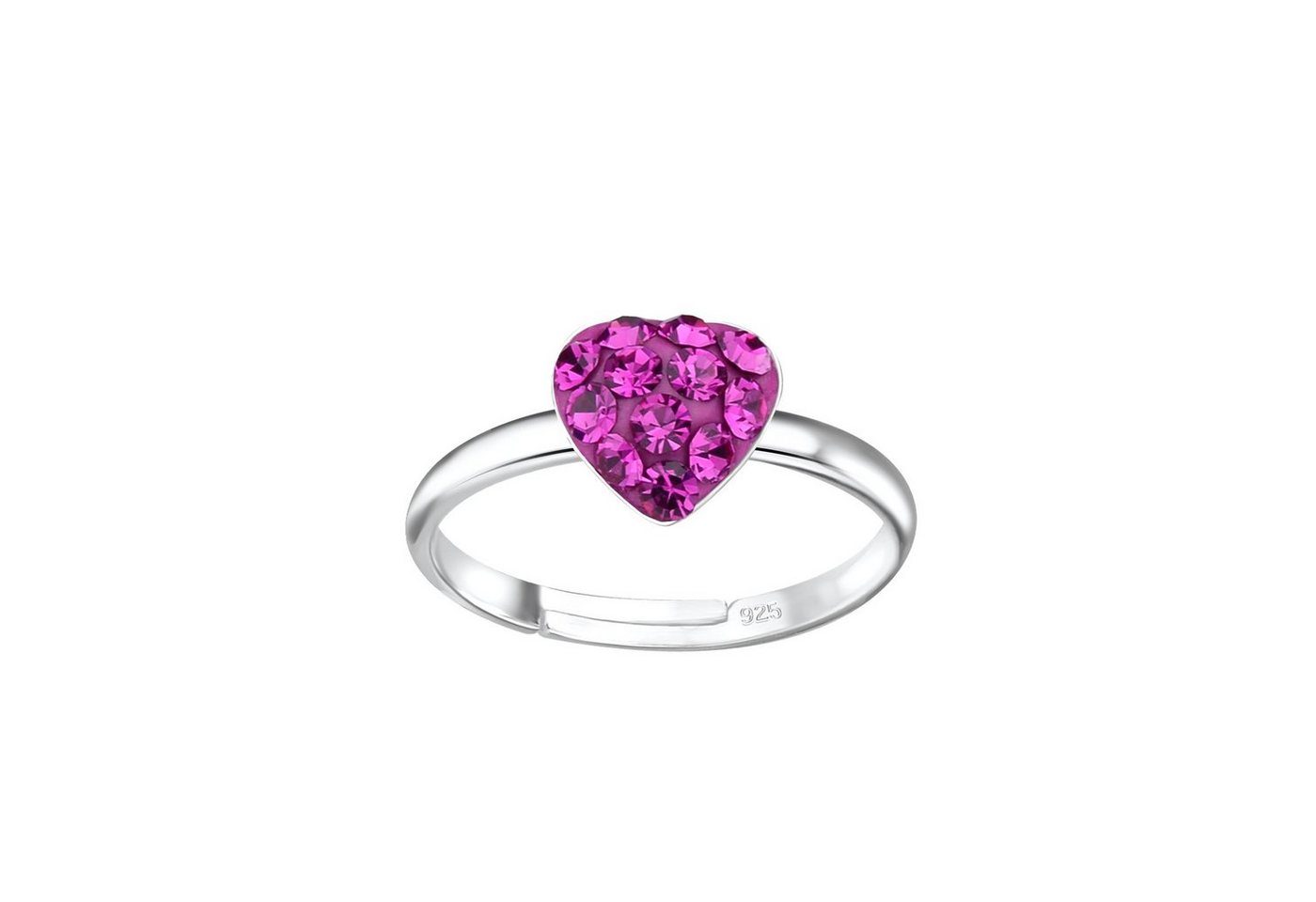 ALEXANDER YORK Silberring Kinderschmuck-Ring HERZ Kristall fuchsia, 925 Sterling Silber