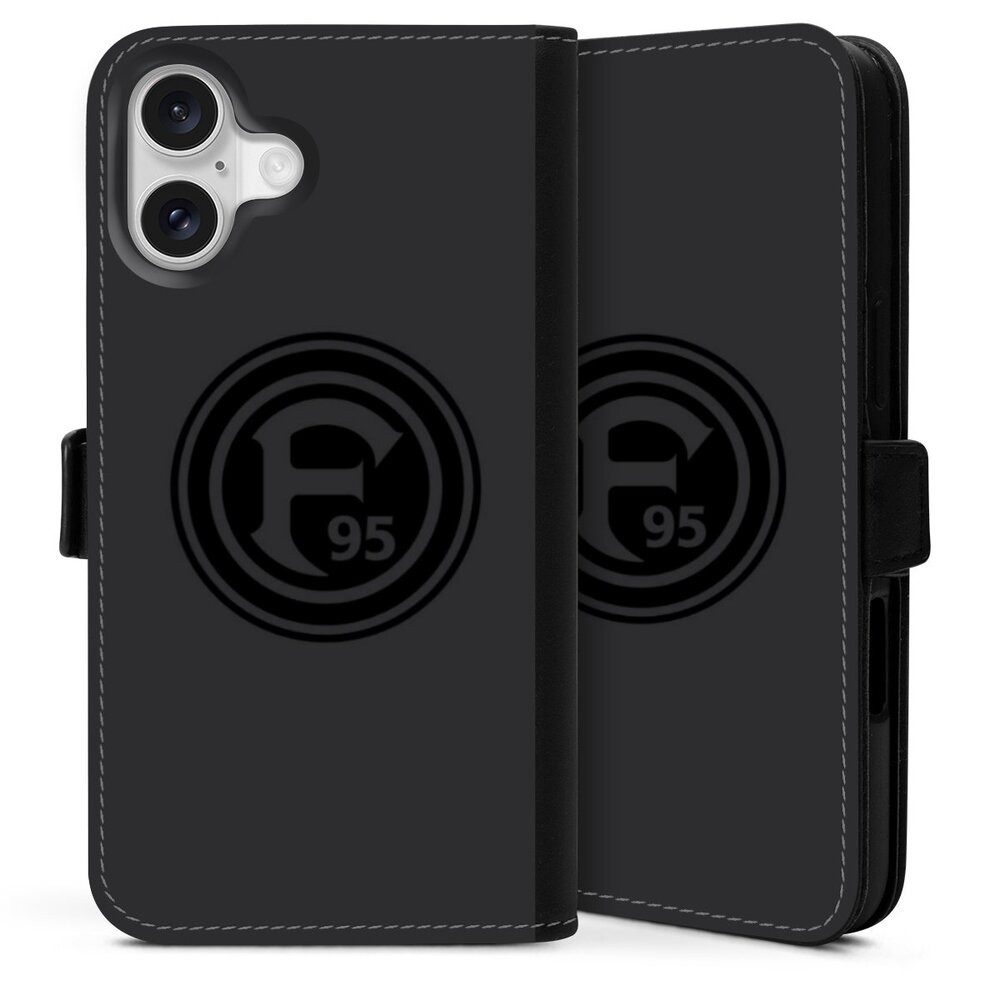 DeinDesign Handyhülle F95 Fortuna Düsseldorf Logo Dunkel F95, Apple iPhone 16 Plus Hülle Handy Flip Case Wallet Cover