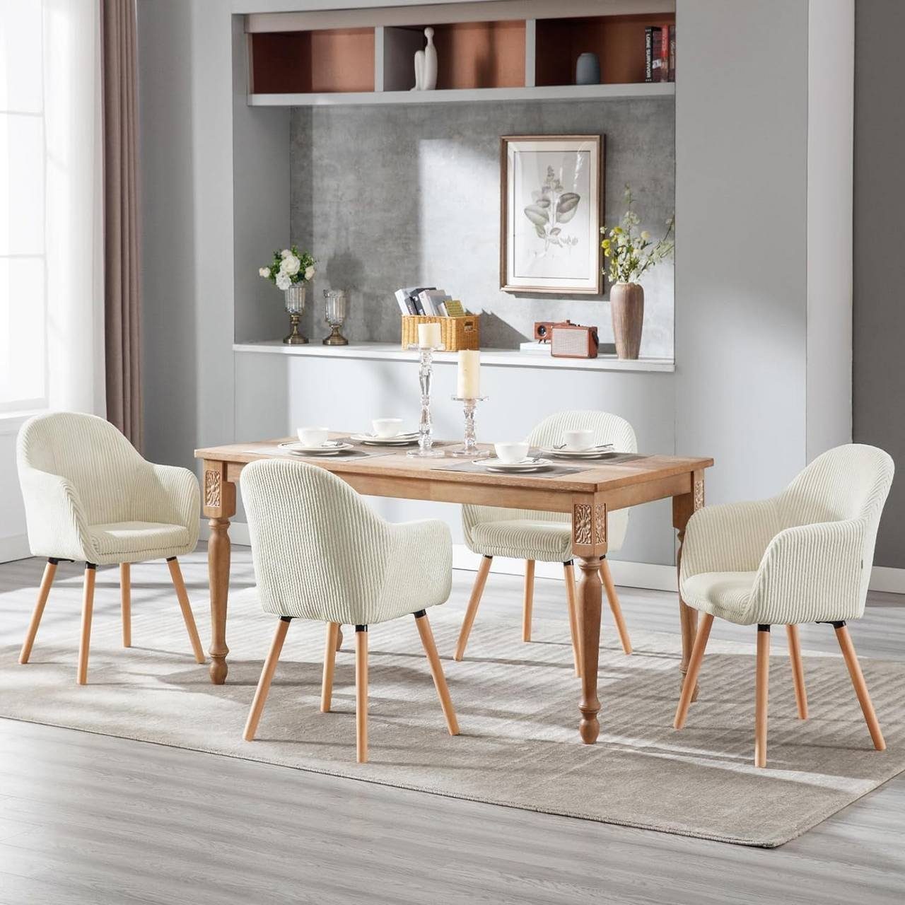 Woltu Esszimmerstuhl (4 St), Esszimmerstuhl, mit Armlehnen, aus Cord günstig online kaufen