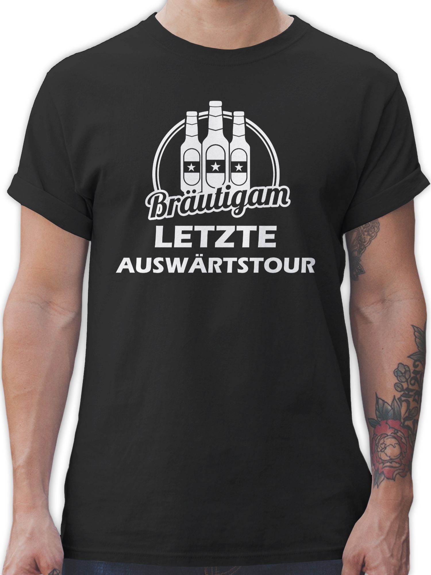 Shirtracer T-Shirt Letzte Auswärtstour Bräutigam Bier JGA Männer 1 Schwarz