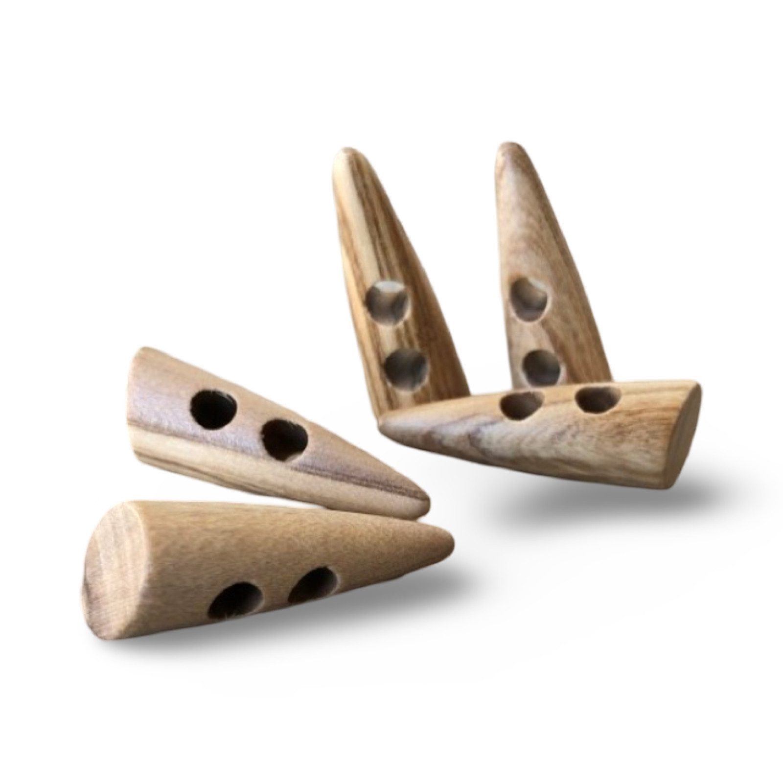 Hartmann-Knöpfe Knopf 10 Stück Holzknöpfe 2 Loch aus echtem Oliven Holz Knebelknöpfe spitz