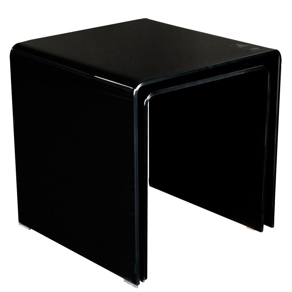Beistelltisch etc-shop Tisch Set Glas schwarz Modern Wohnzimmertisch Beistelltisch,