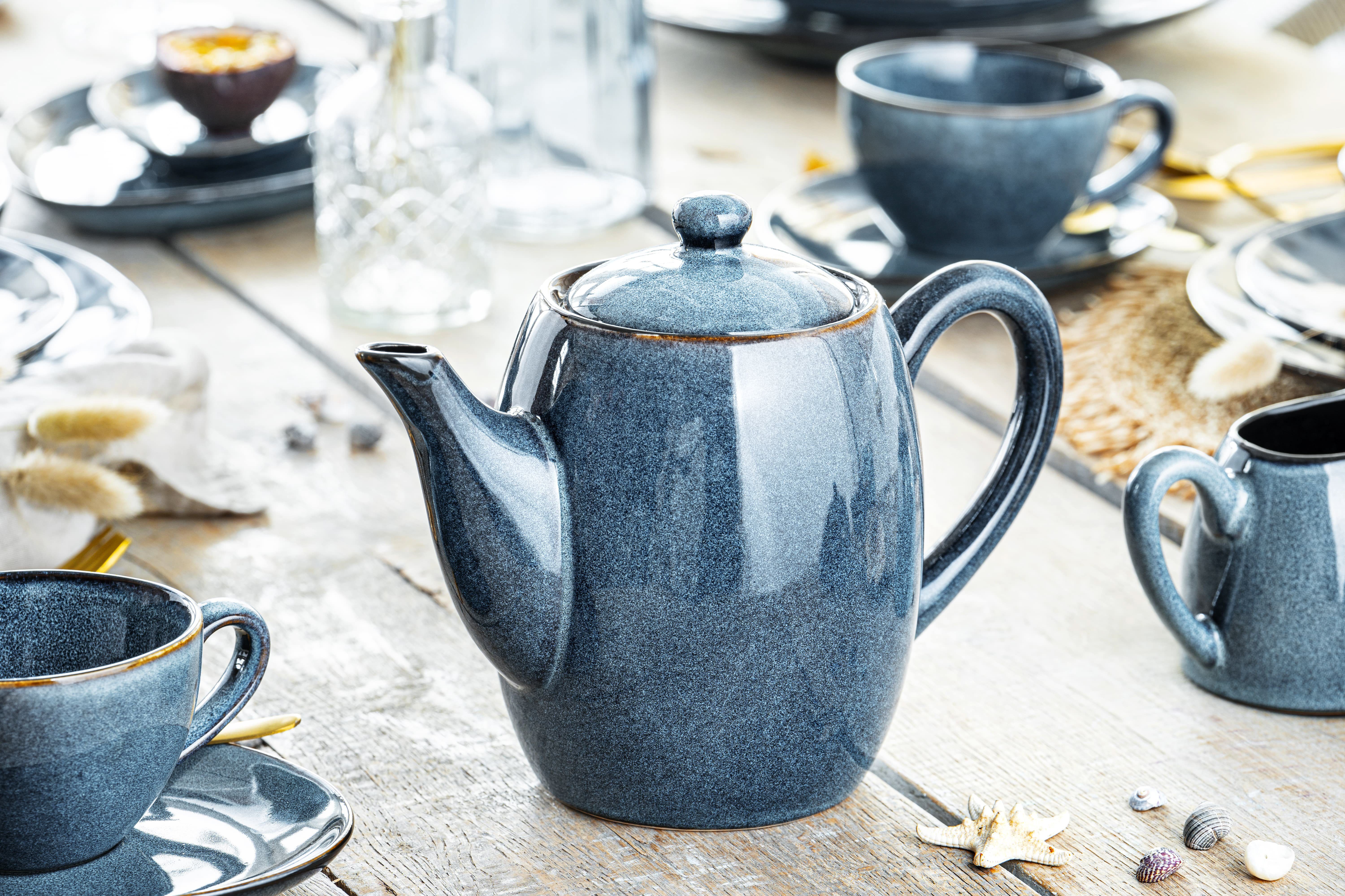 SÄNGER Teekanne Darwin Kaffeekanne, 1.3 l, (1x Teekanne), Handmade, 1,3 l, Blau, Premium Collection