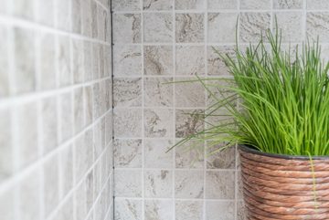 Mosani Mosaikfliesen Keramik Mosaik Fliese Naturstein Optik graubeigestich Struktur