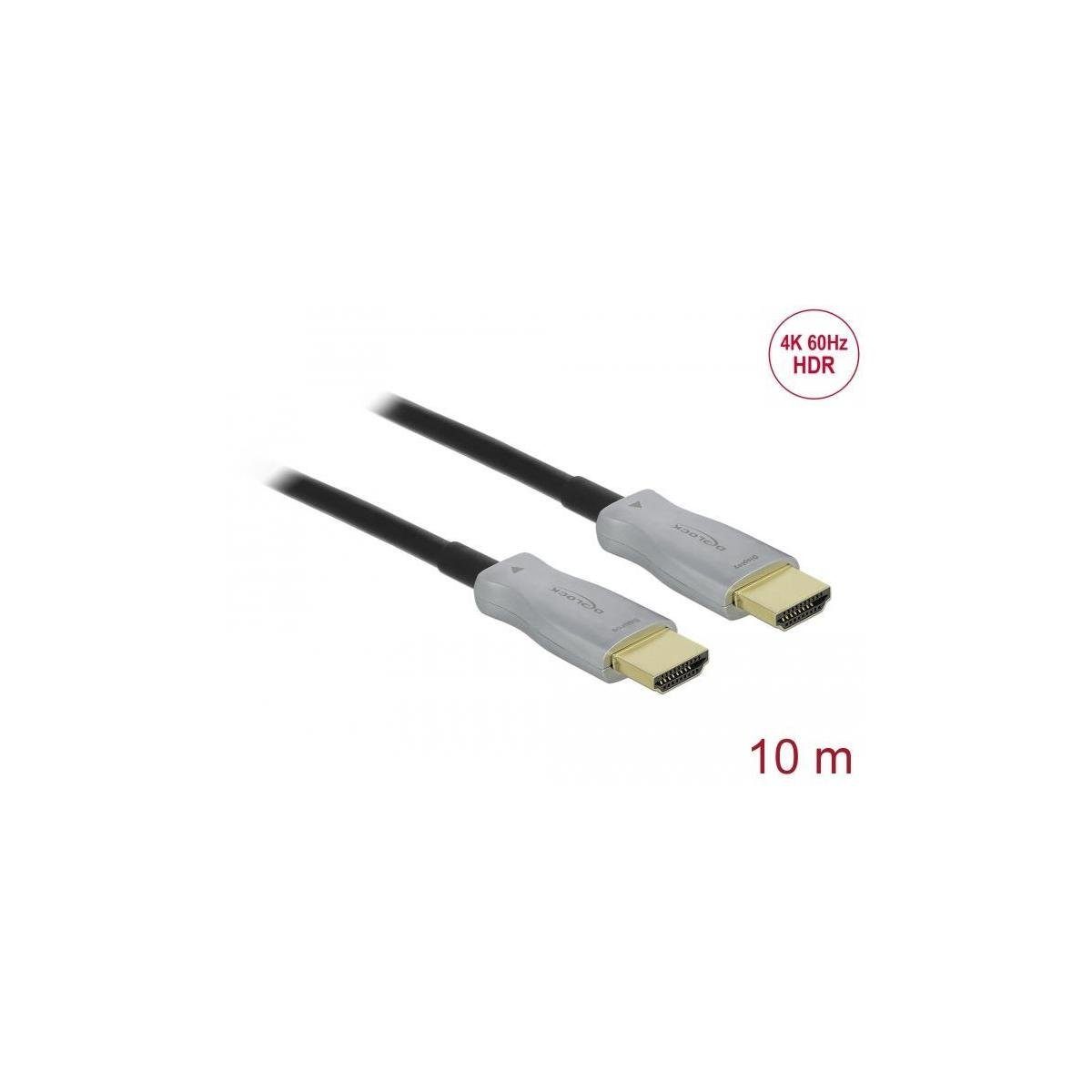 Delock 85010 - Aktives Optisches HDMI Computer-Kabel, (1000,00 10 cm) HDMI Kabel m, schwarz HDMI-A, 4K 60 Hz