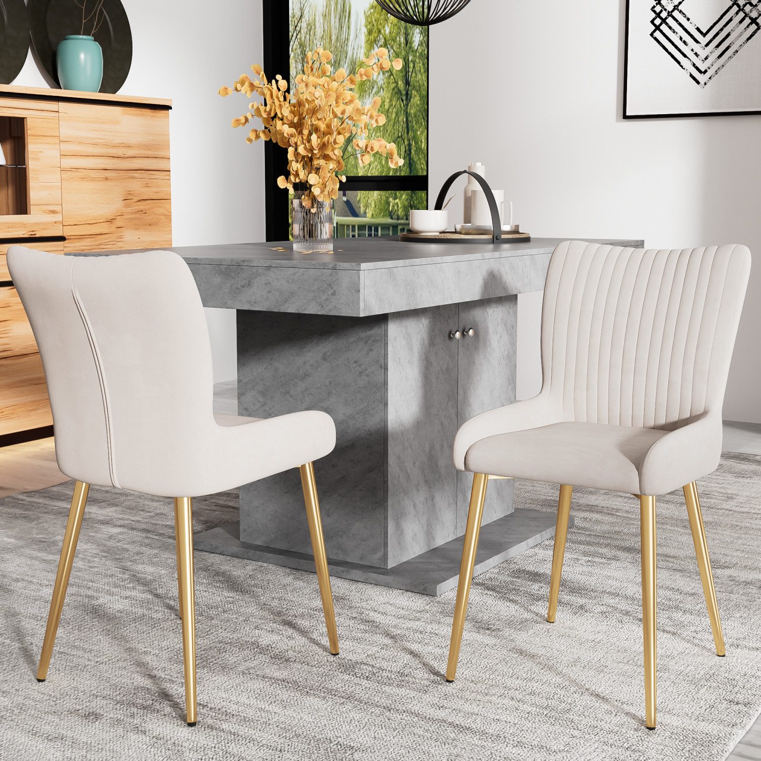 Fanttik Esszimmerstuhl Küchenstuhl 2er-Set, luxuriös Lounge-Stuhl, günstig online kaufen