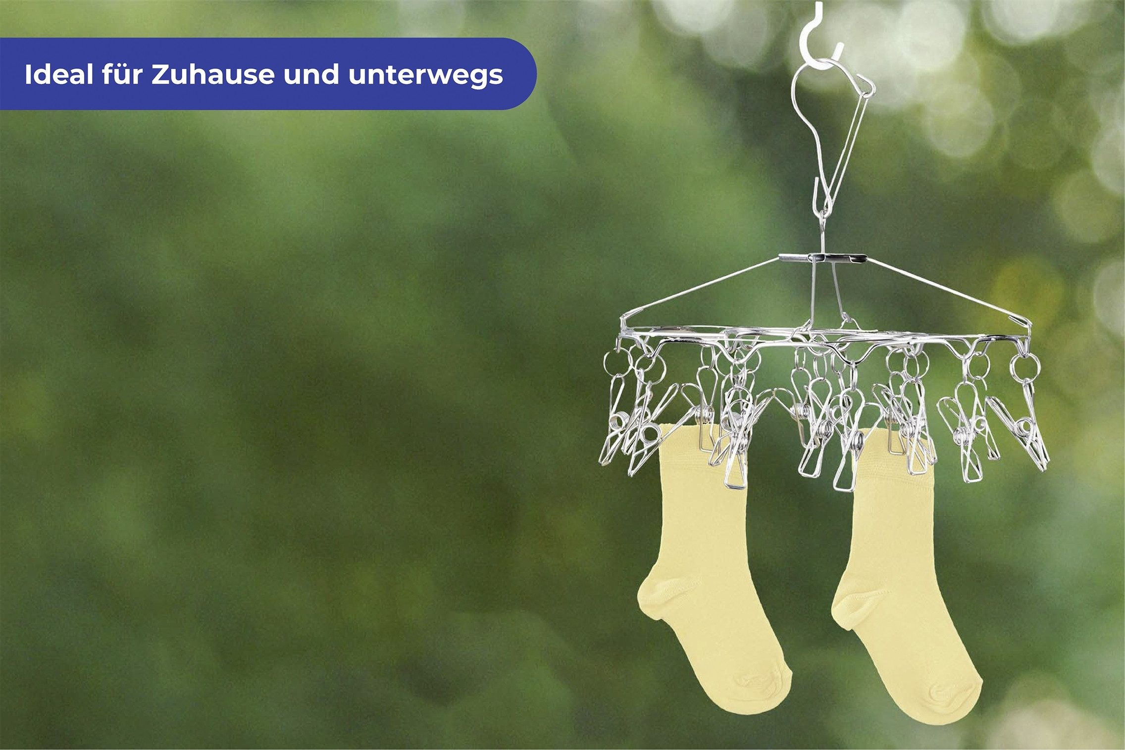 Maximex Deckenwäschetrockner Wäsche-Rondell, kleine Wäschespinne zum Aufhängen, ideal für Zuhause oder Camping