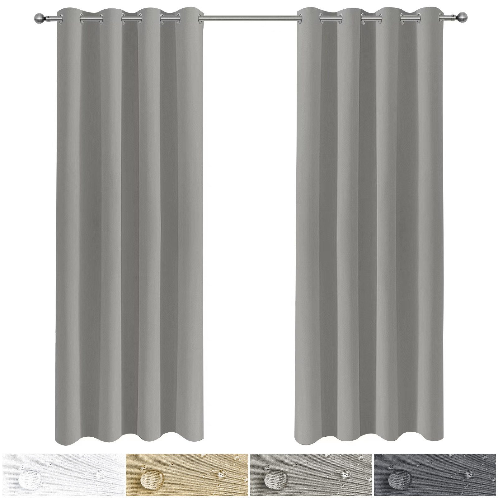 BTTO V&G Outdoorvorhang TerrasseVorhang AußenGardine Wasserdicht Outdoor Gardinen ÖsenVorhänge (2 St), Kabelloses Panel