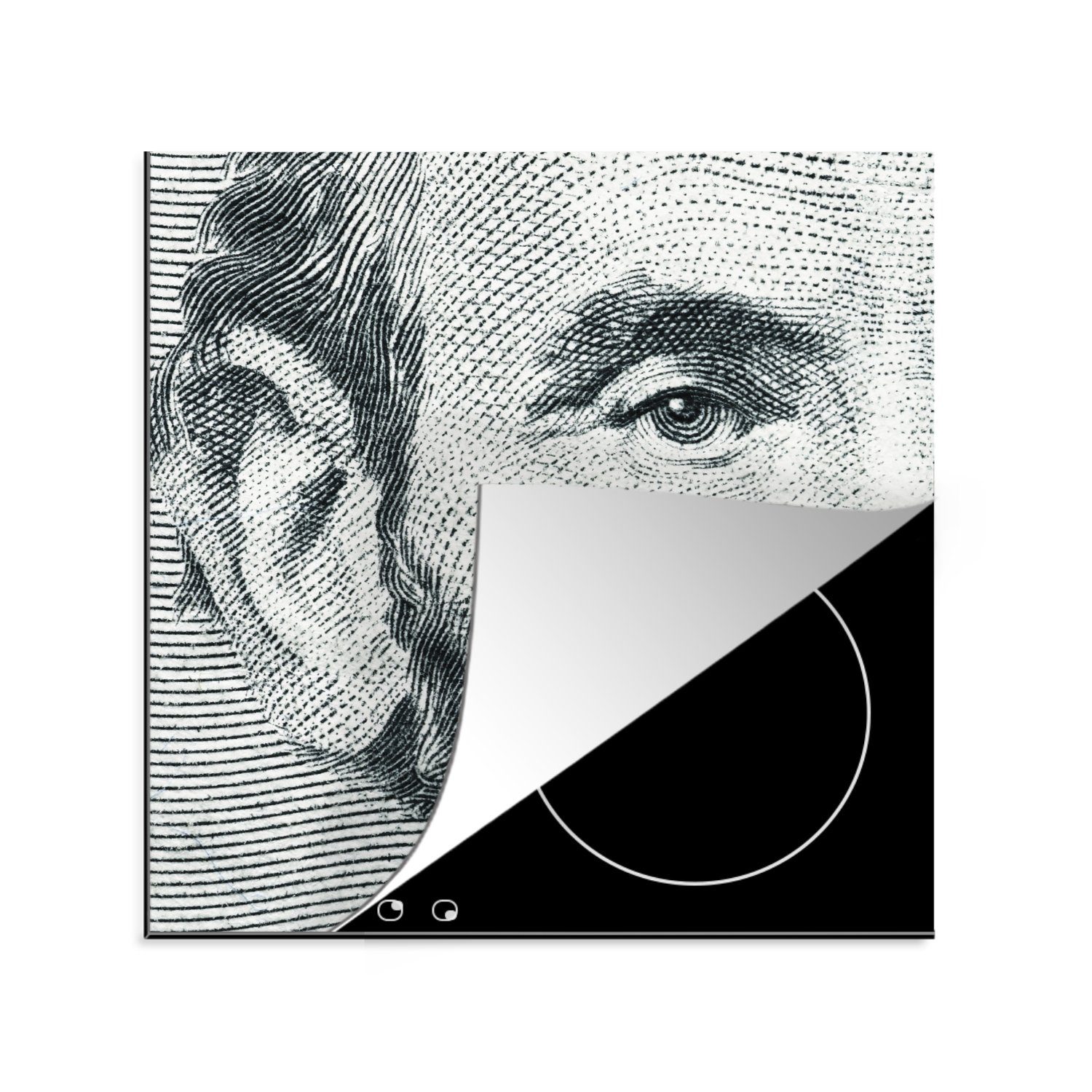 MuchoWow Herdblende-/Abdeckplatte Eine Illustration von Abraham Lincoln auf der 5-Dollar-Note, Vinyl, (1 tlg), 78x78 cm, Ceranfeldabdeckung, Arbeitsplatte für küche