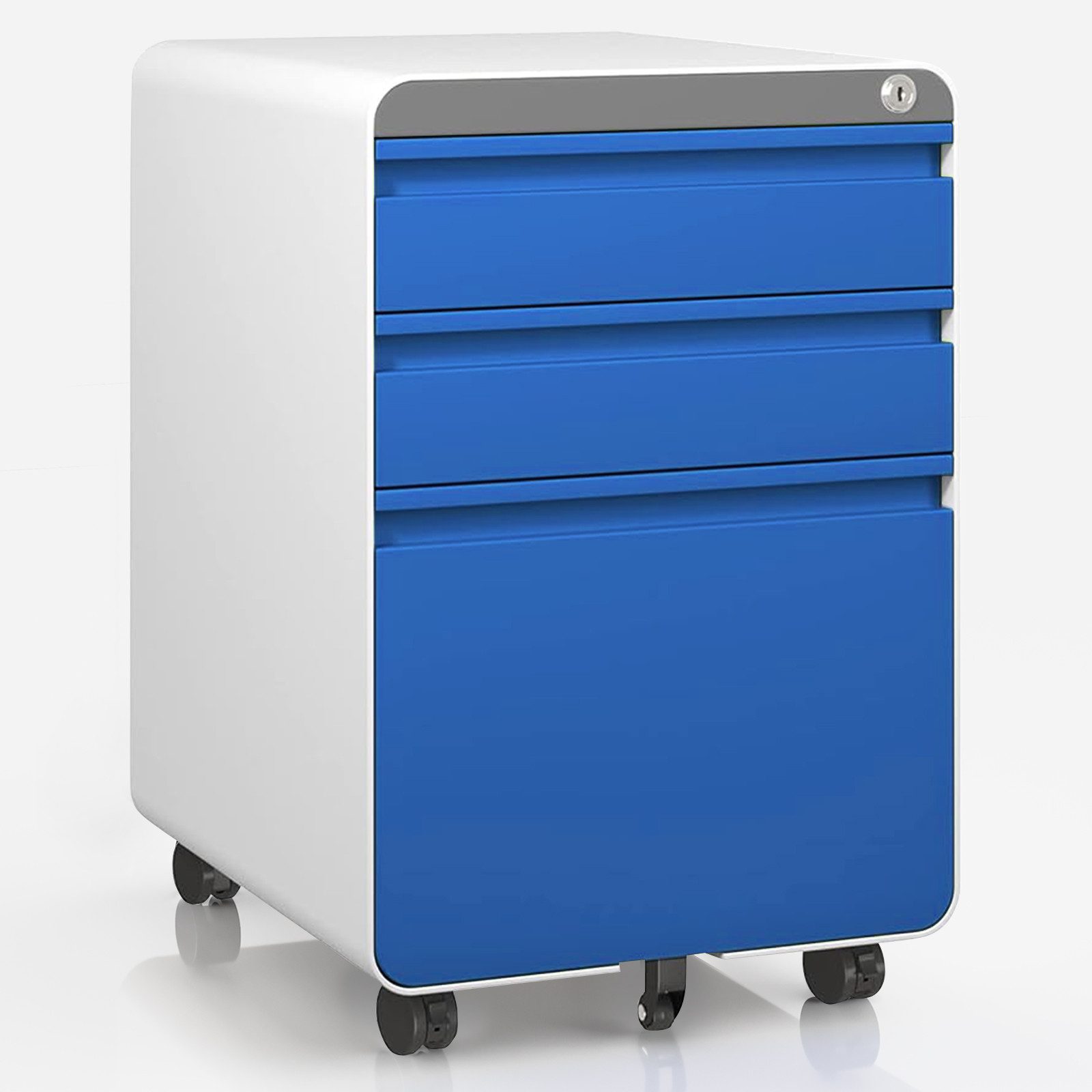 Dripex Aktenschrank Metall Rollcontainer Stahl Büroschrank mit 2/3 Schubladen