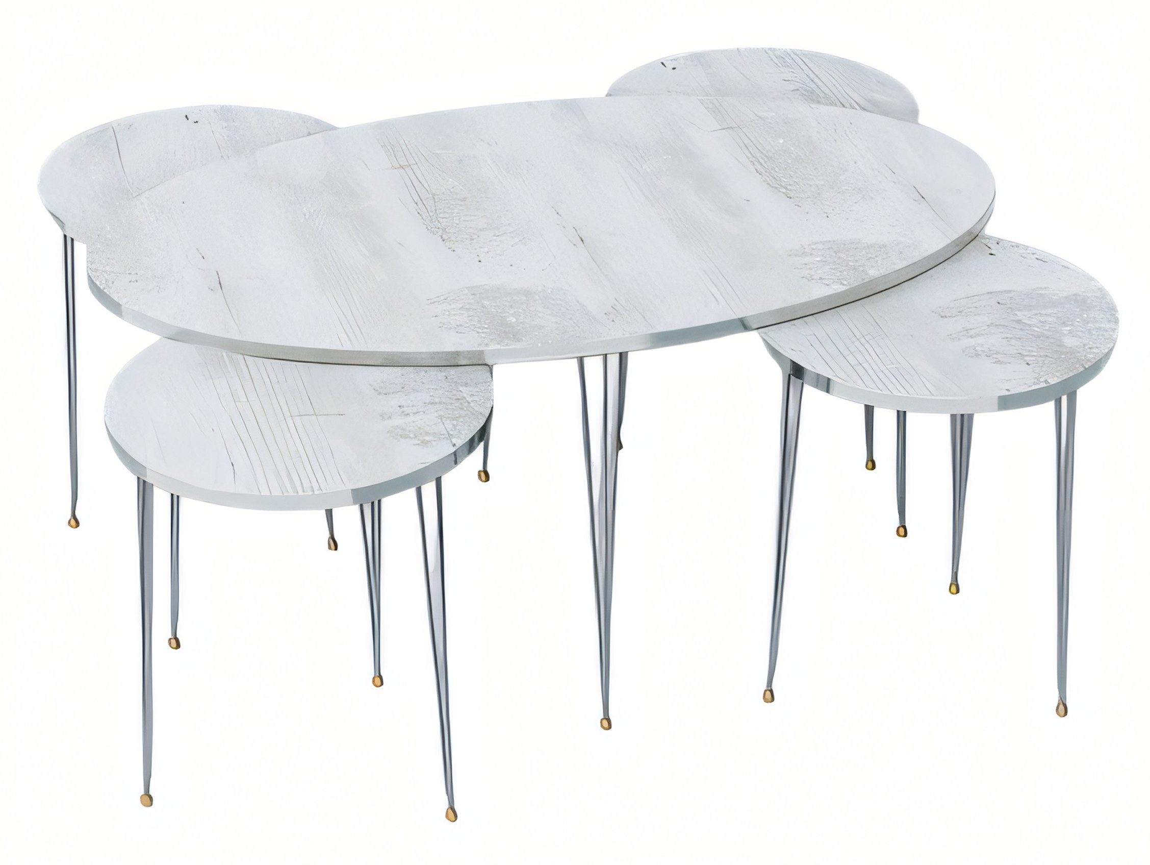 JVmoebel Beistelltisch Eleganter weißer Holztisch mit Прикроватные тумбочкиn im modernen Design (Couchtisch, 4x Прикроватные тумбочки), Made in Europe