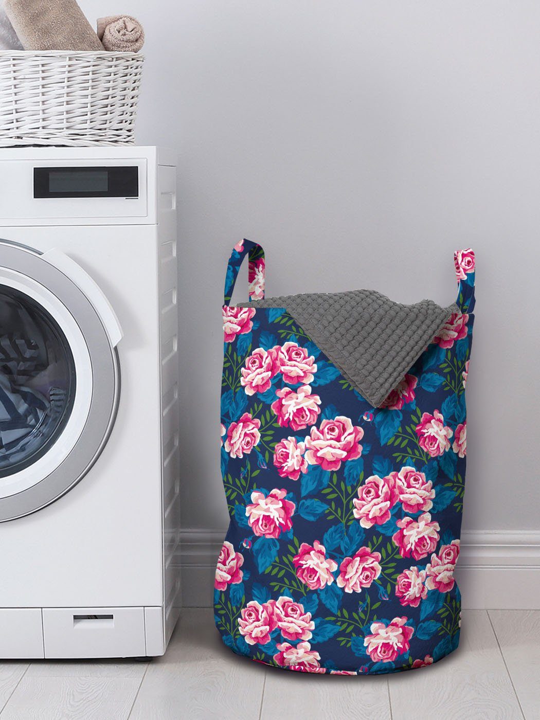 Feminine Kordelzugverschluss Töne Wäschesäckchen für Wäschekorb Waschsalons, mit Roses Abakuhaus Garten Blumen Griffen