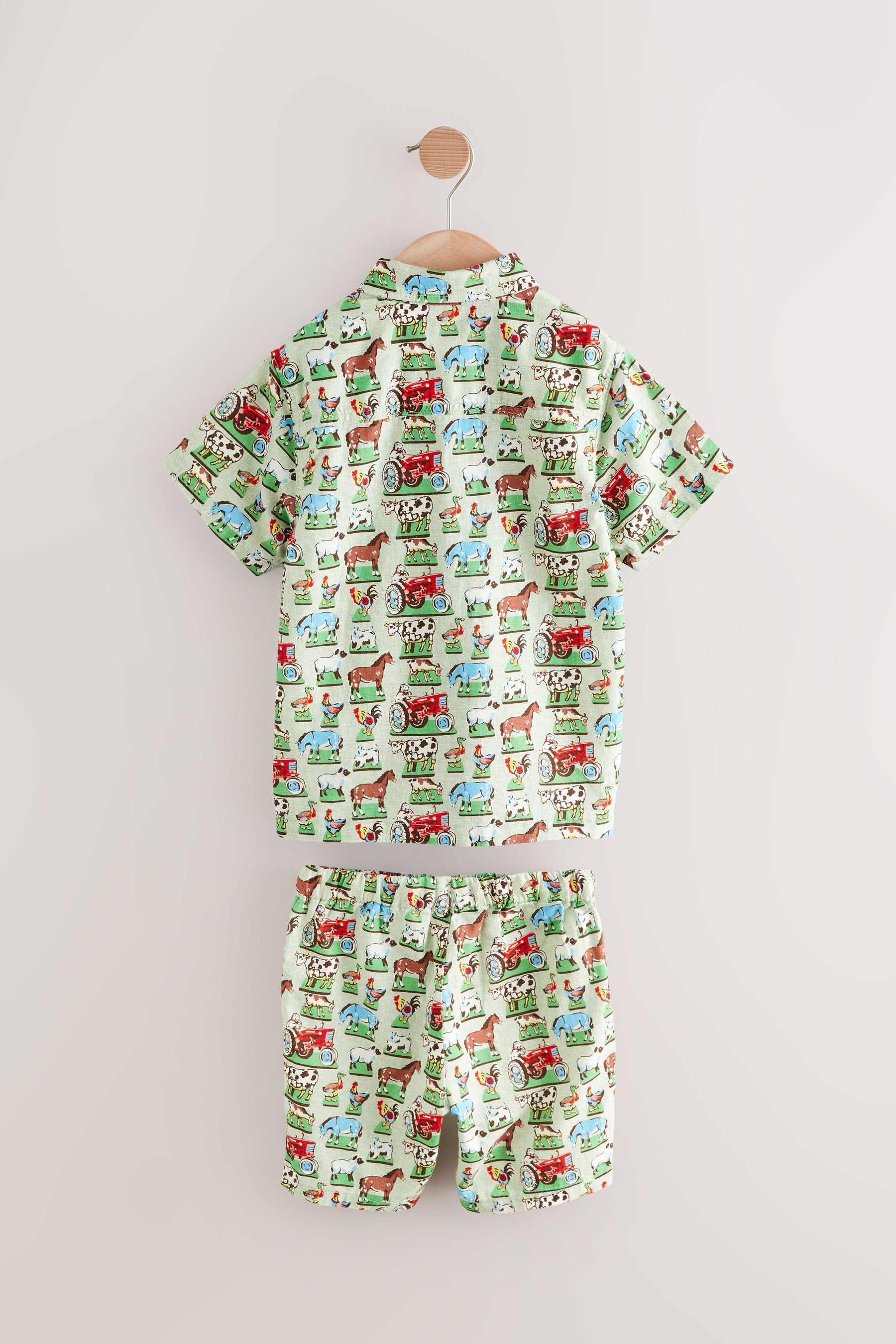 Next Shirt & Shorts Hemd und Shorts aus Leinengemisch im Set (2-tlg)