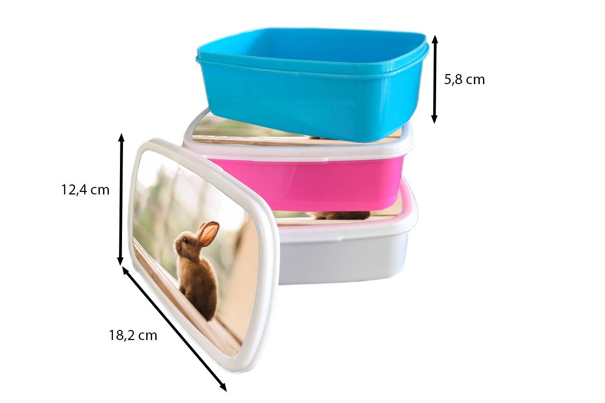 Kunststoff, Erwachsene, Lunchbox Baby Snackbox, rosa für Kaninchen Brotdose Mädchen, Kinder, Kunststoff Brotbox - (2-tlg), MuchoWow - Tier,