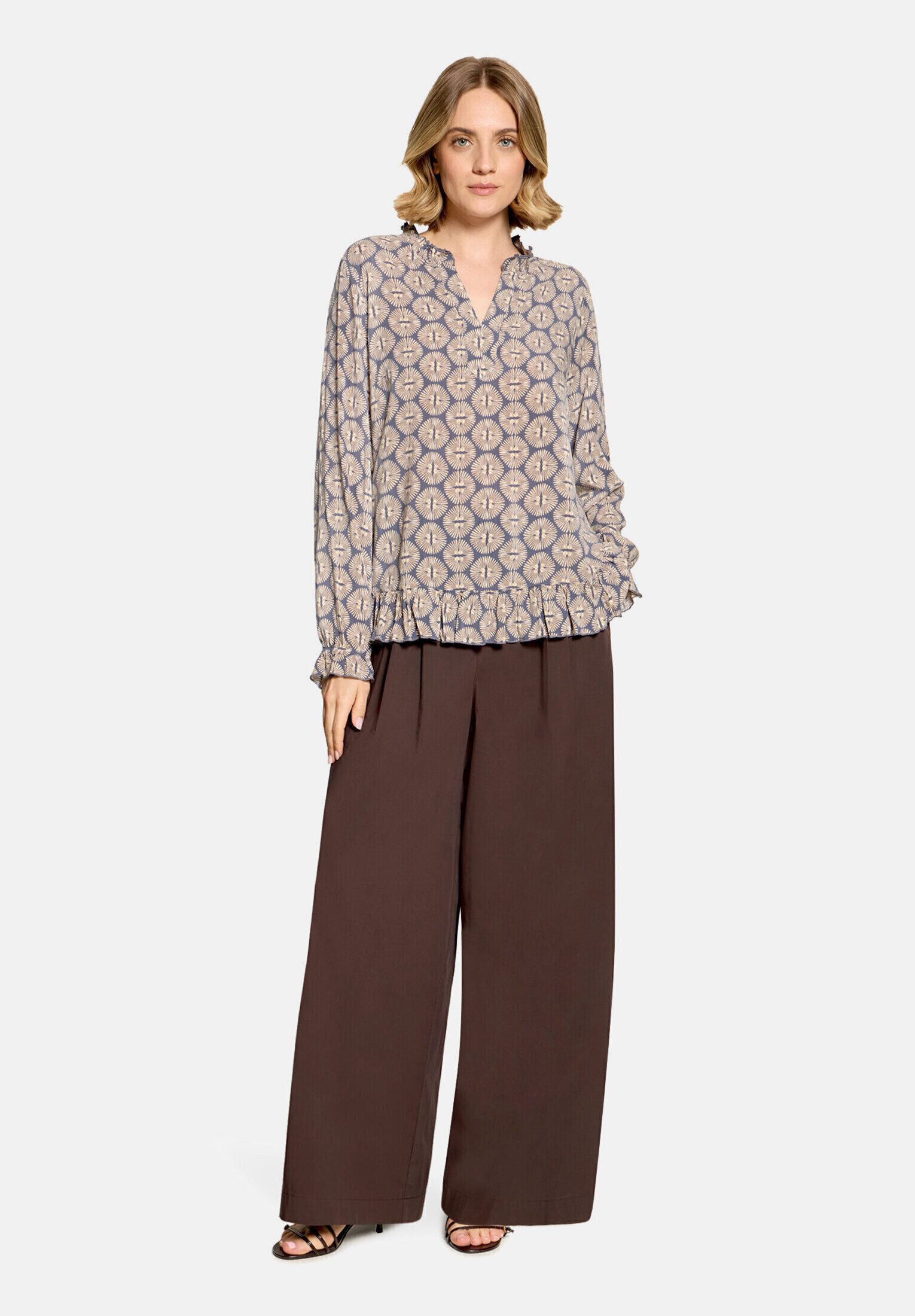 Cartoon Schlupfbluse Damen mit Raffung