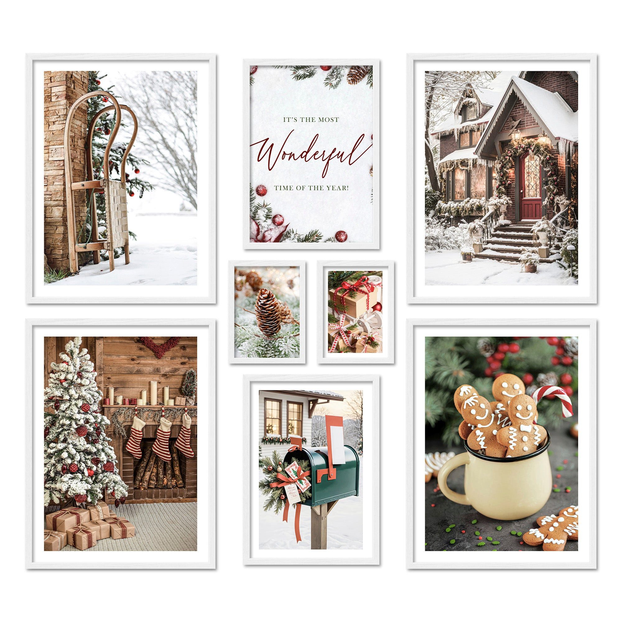 ARTFAVES Bilder-Collage Poster Set Christmas Time I mehrteilige Bilderwand I Wandbilder Weihna, (Wandbilder modern, 8 St)