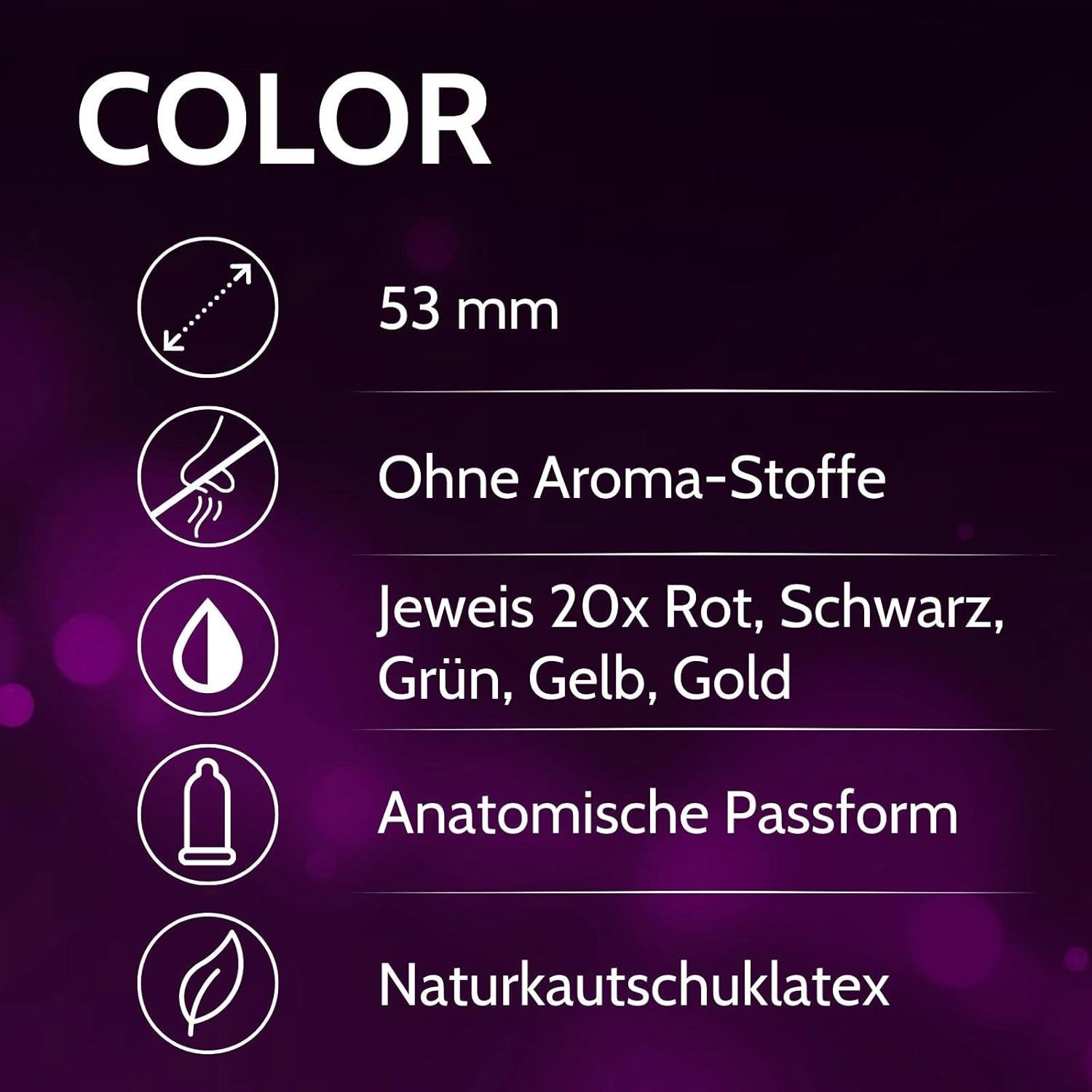Vibratissimo Kondome Premium Nature, Color, Mix, verschiedene Aromen, Farben, Strukturen