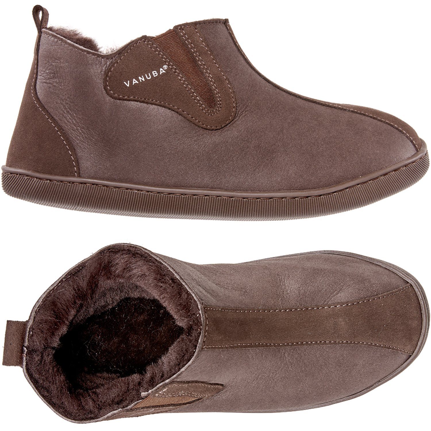Vanuba COLUMBIA Herren Hausschuh Echtleder Hüttenschuhe/Winter-Hausschuhe/Gefüttert