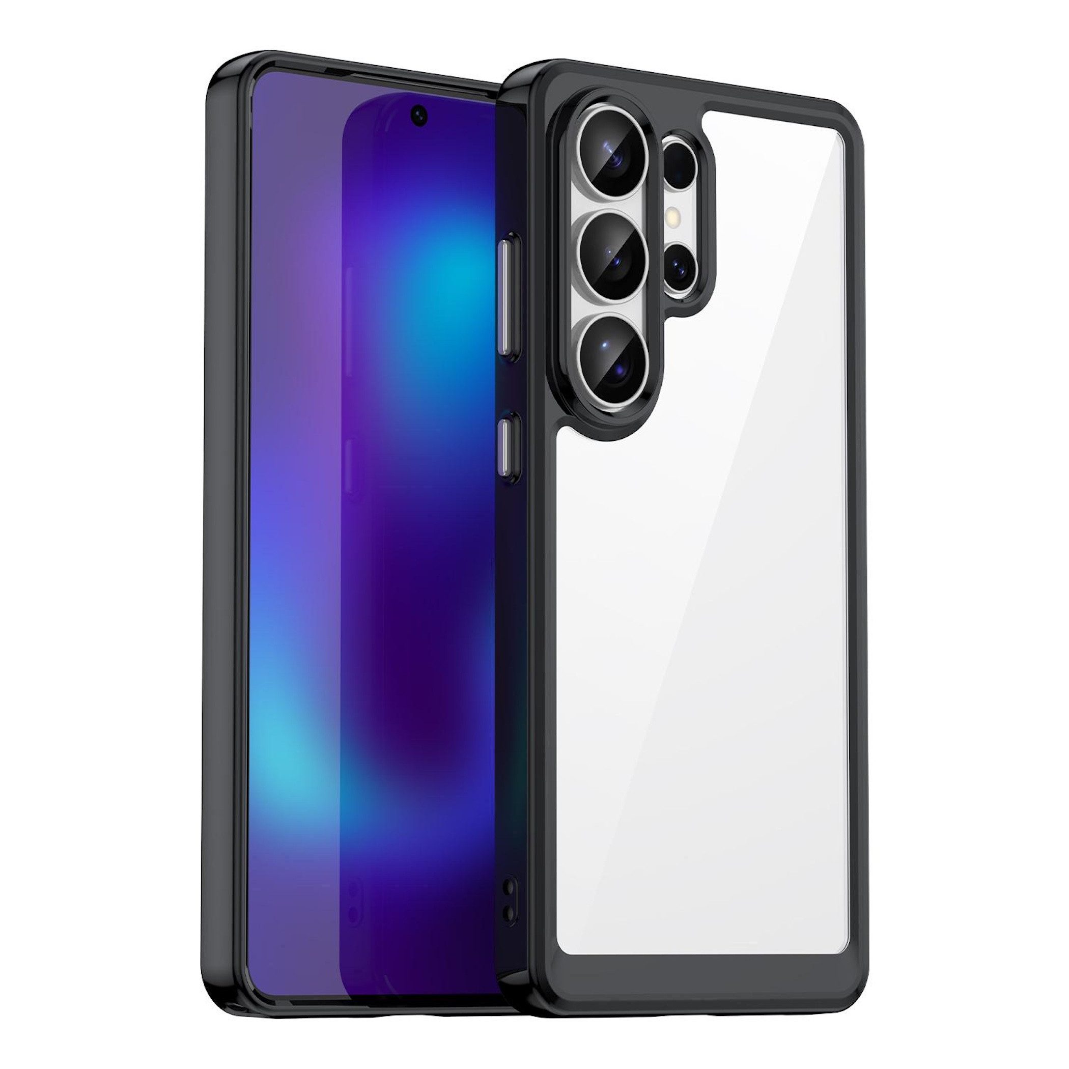 Wigento Handyhülle für Samsung Galaxy S26 Ultra 5G Colorful Serie TPU Acryl Schwarz 6,9 Zoll, Colorful Series Hybrid Schutzhülle