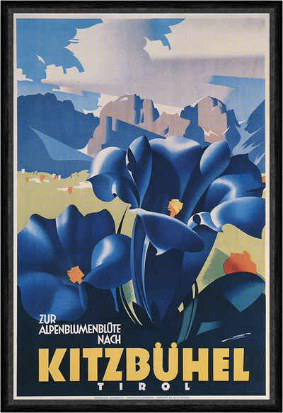Kunstdruck Zur Alpenblumenblühe nach Kitzbühel Berann Österreich Faks_Werbung 11, (1 St)