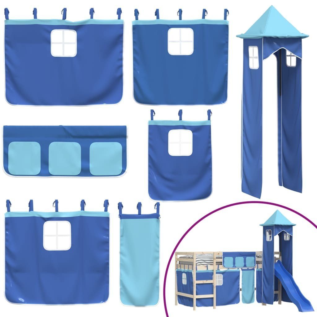 vidaXL Kinderbett Universal Vorhänge für Hochbett mit Turm Blau Polyester