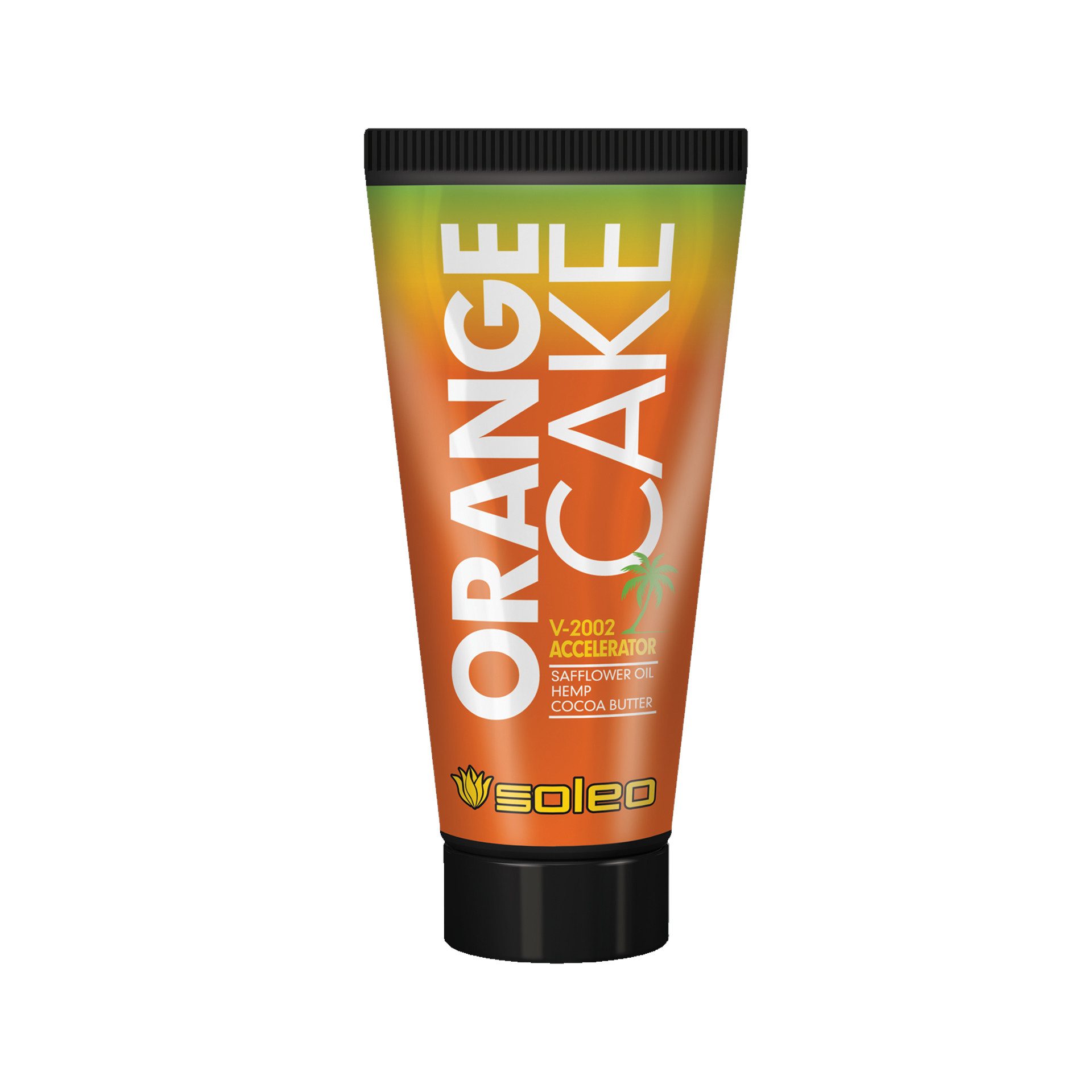 Soleo Selbstbräunungslotion Orange Cake, Aloe Vera, Vitamin E, Safranöl, Hanf, Kakaobutter, Monoi-Öl