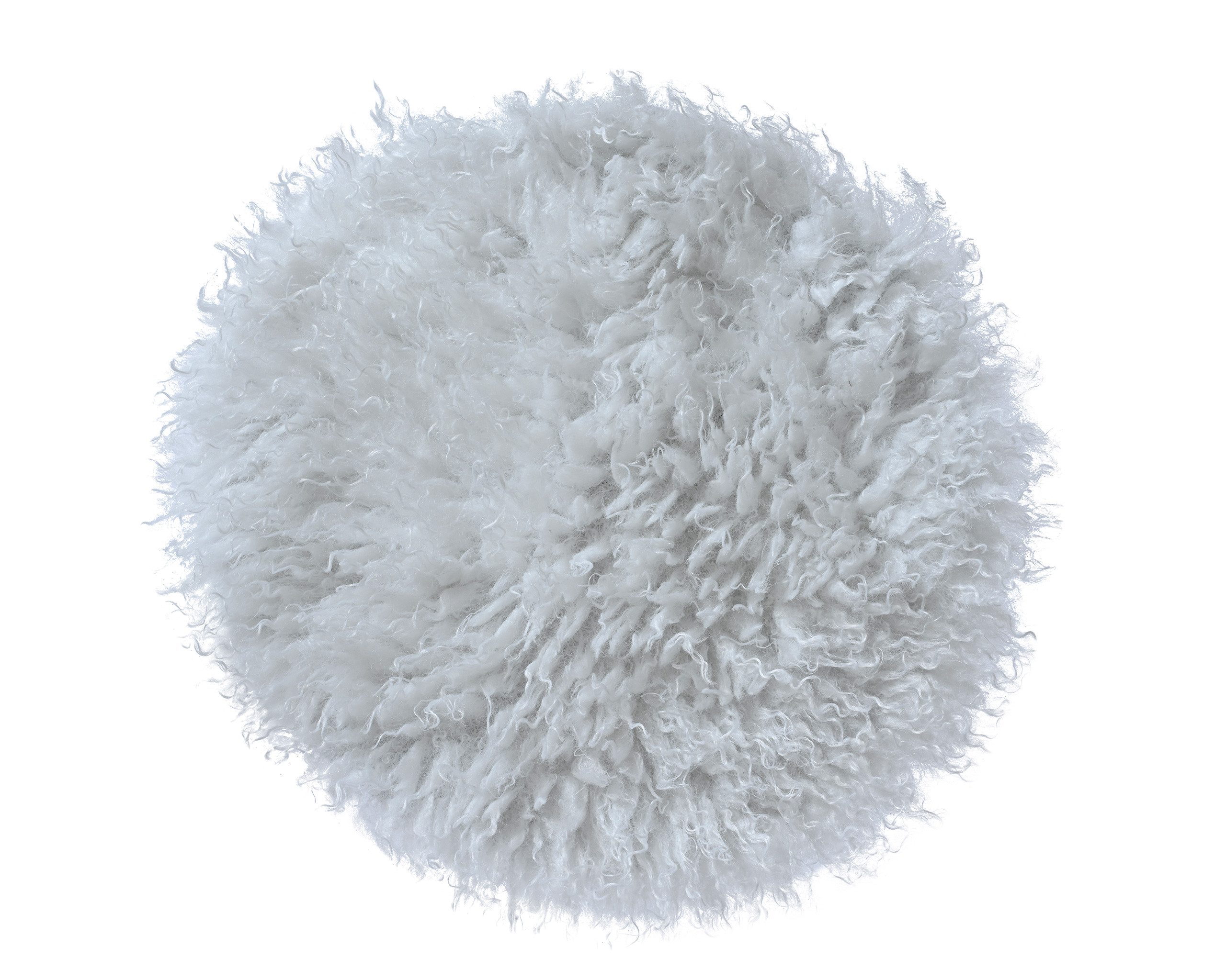 Kaemingk Dekokissen, Kunstfell Teppich 38x38cm rund Weiß