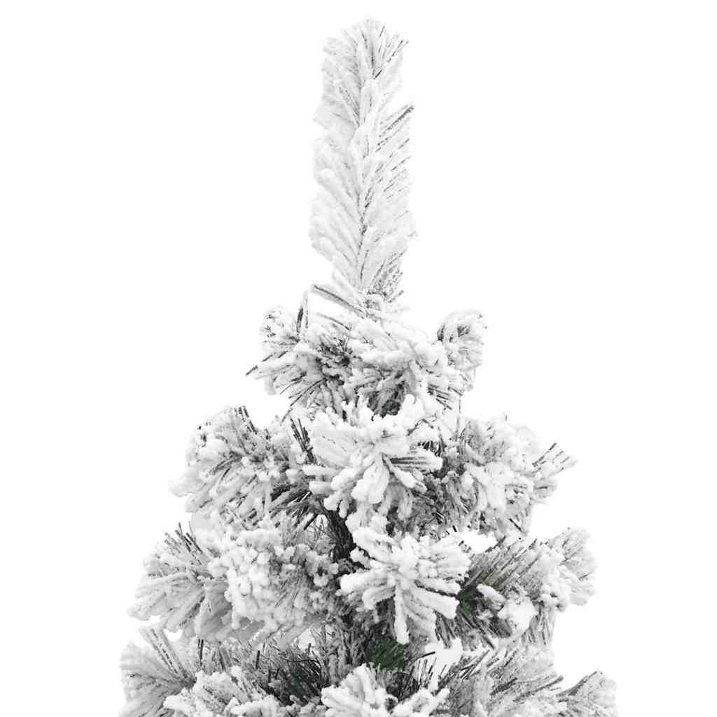 vidaXL Künstlicher Weihnachtsbaum Künstlicher Weihnachtsbaum Schlank mit Schnee Grün 150 cm PVC