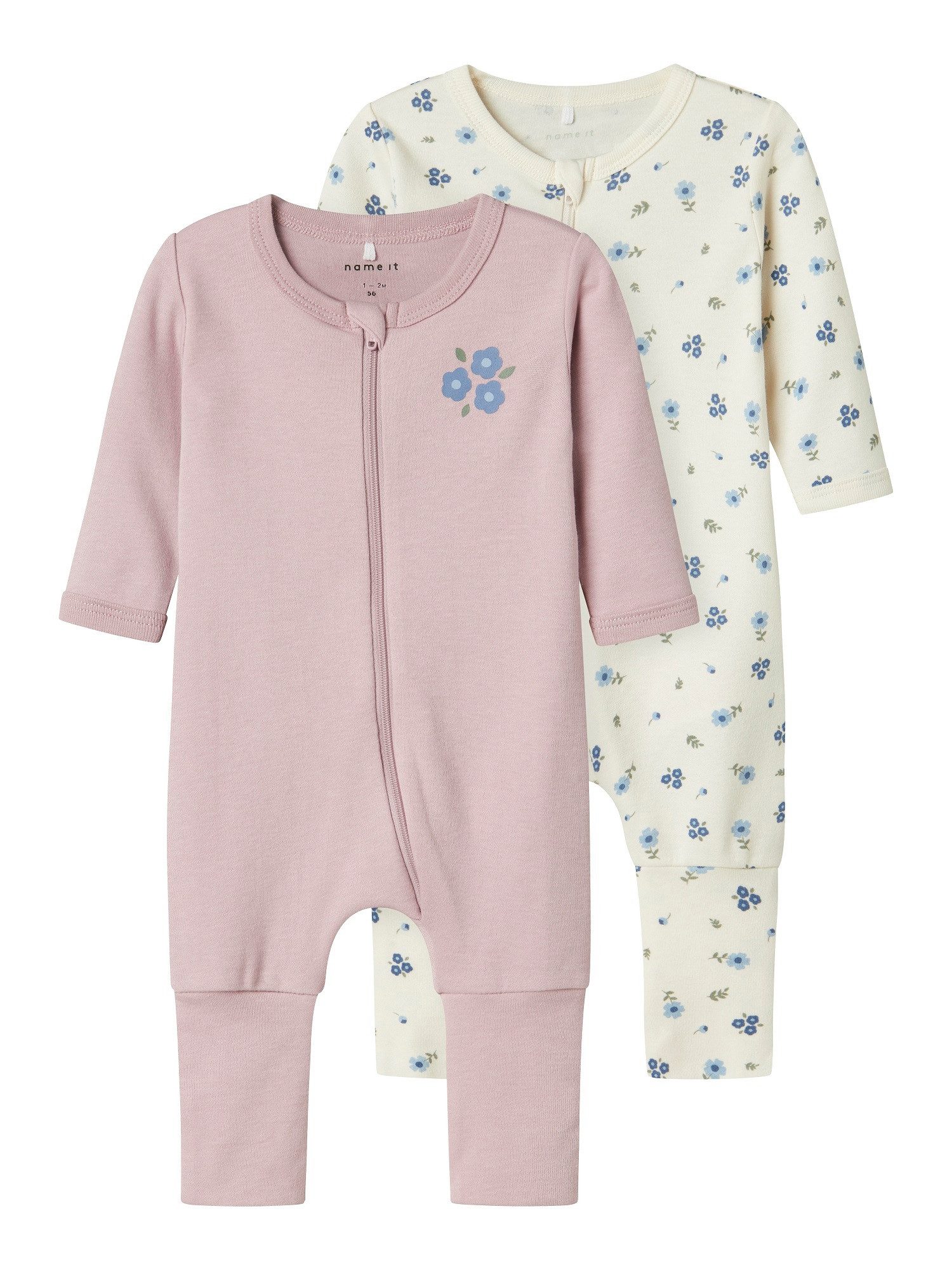 Strampler NBFNIGHTSUIT 2P ZIP FF JET FLOWER NOOS