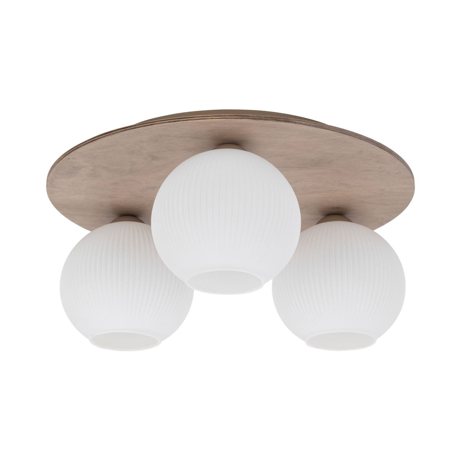 Licht-Erlebnisse Deckenleuchte FAVEL, ohne Leuchtmittel, Glas Metall B: 42 cm Beige Weiß E14 3-flammig Kugelschirm rund Modern