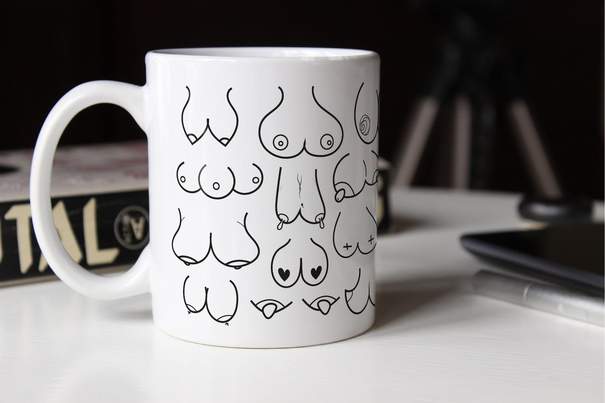 Fun-Tasse Büro-Tasse Kaffee-Tasse Tasse MoonWorks Keramik Titten-Muster Titten-Tasse MoonWorks®, Brüste