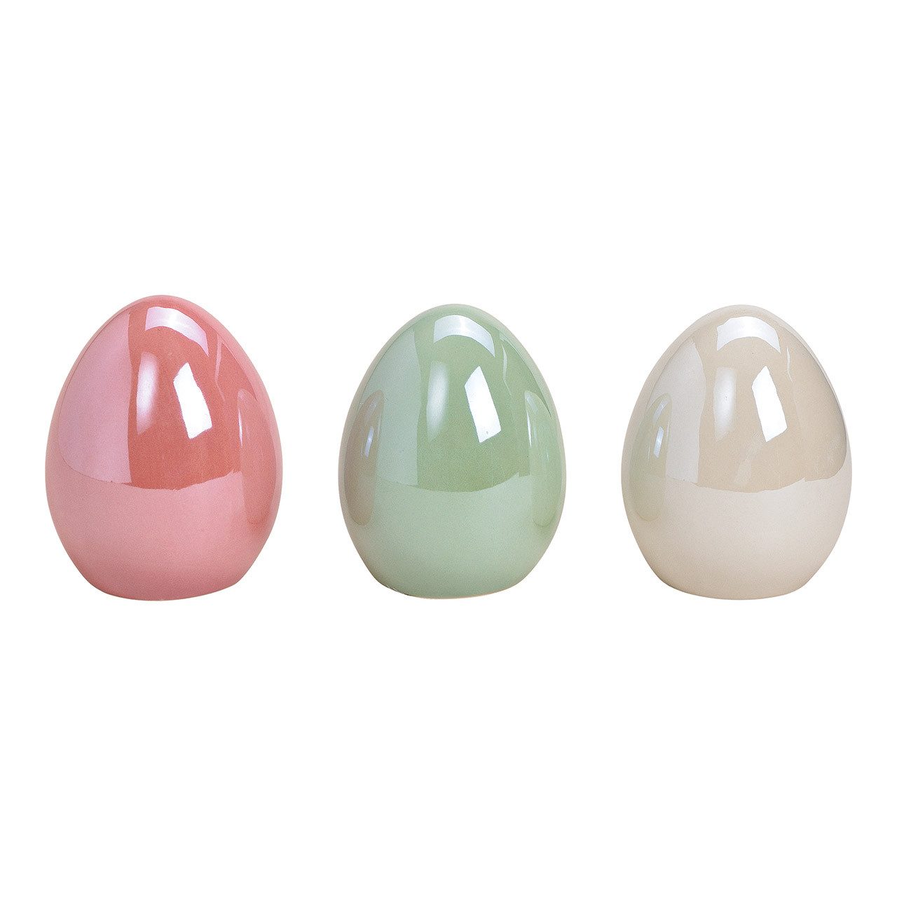 Wurm Dekoobjekt Wurm, Osterei glänzend unifarbig aus Keramik Bunt 3-fach, (B/H/T) 8x10 (1 St)