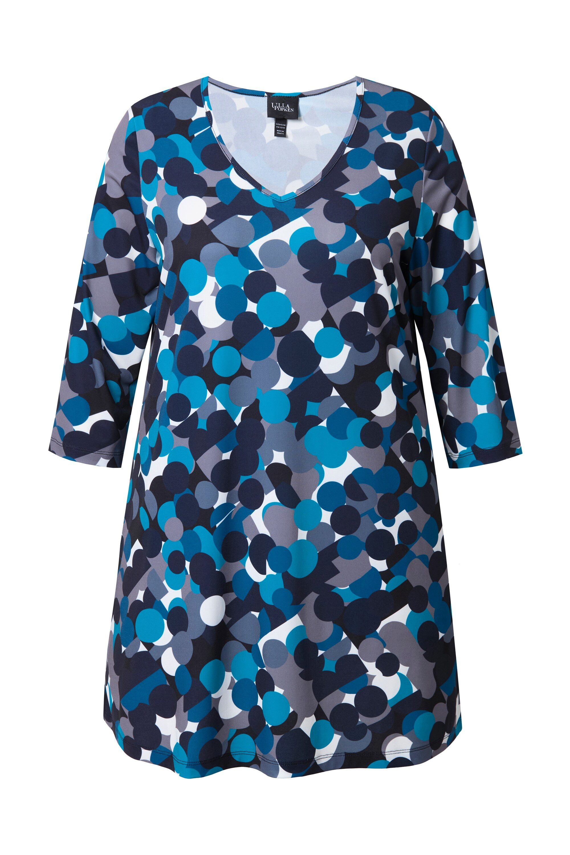 Ulla Popken Longshirt Longshirt Punkte A-Linie V-Ausschnitt 3/4-Arm günstig online kaufen