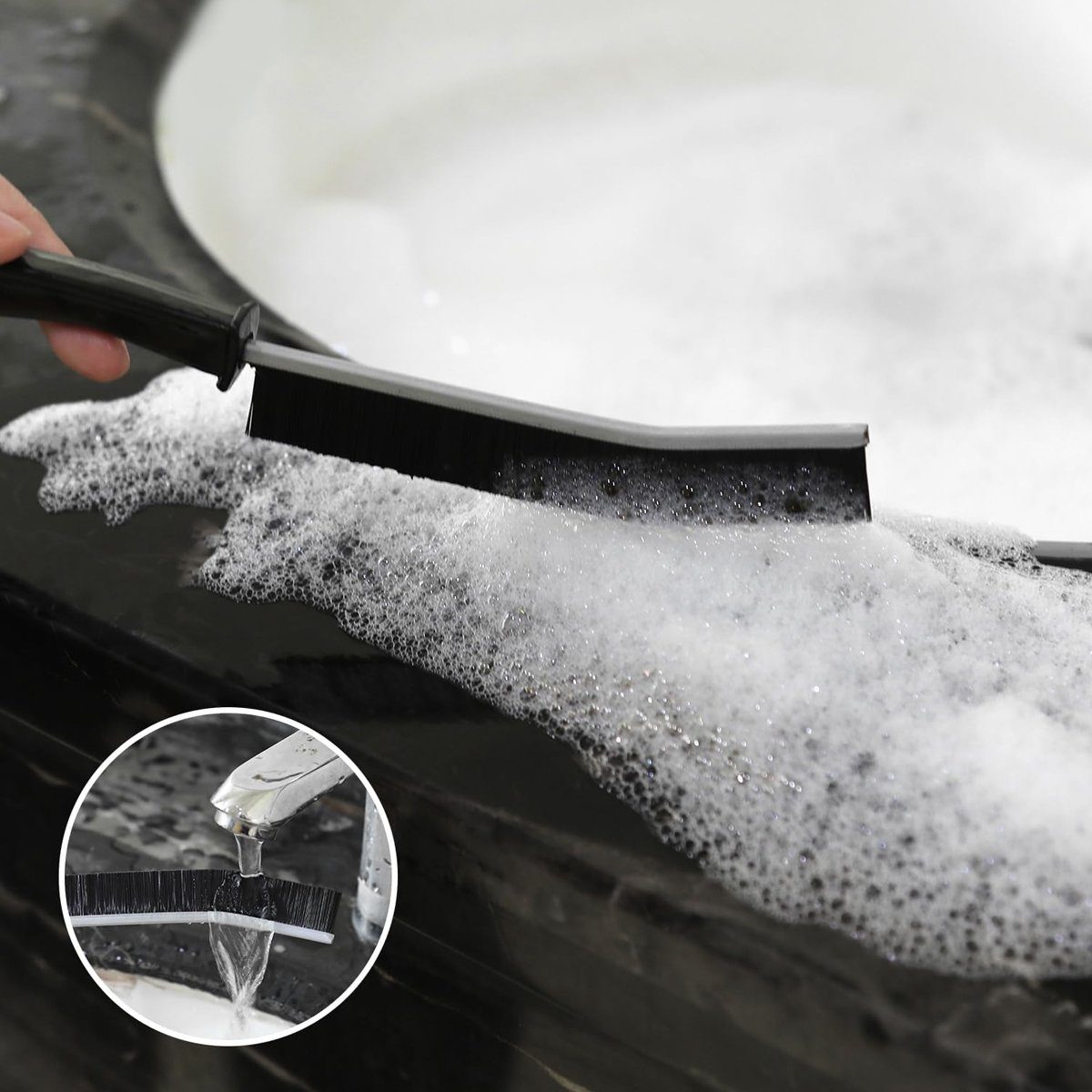 Jormftte Reinigungsbürste Spaltreinigungsbürste,Multifunktionale,mit Griffdesign Küchen für Bad Schwarz1