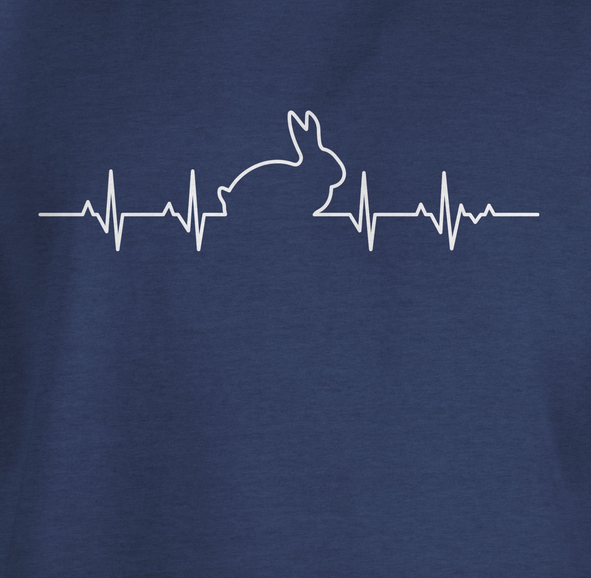 Dunkelblau 1 Herzschlag Hase Shirtracer Tiermotiv Print Animal Meliert T-Shirt