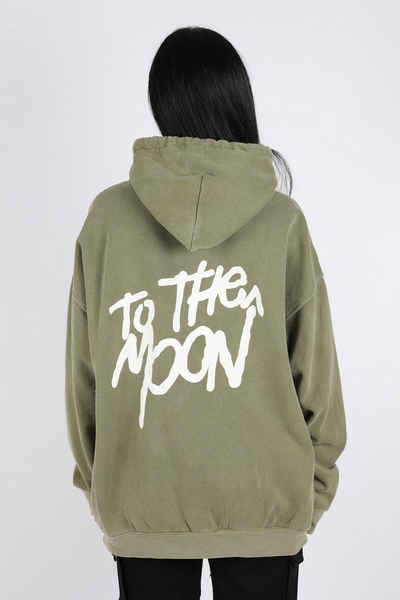 Worldclassca Hoodie Worldclassca Oversized Hoodie Print TO THE MOON Kapuzenpullover Washed
