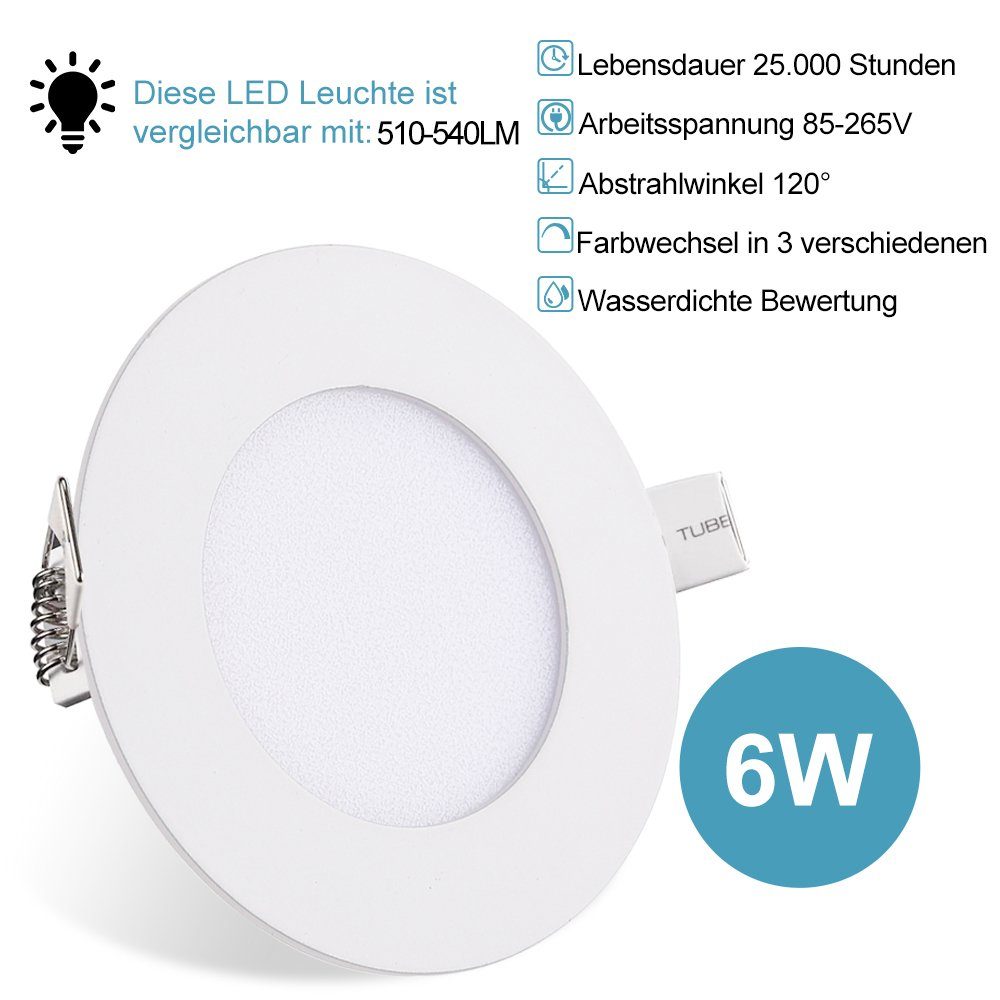 LED Einbauleuchte Deckenleuchte Mit ultra A+] Spot (3st.-10st) LED Wohnzimmer, Farbwechsel Farbwechsel Bad flach Dimmbar 3-18W Einbaustrahler 3200K-6500K LED 6W, Einbauspots IP44 Büro, für Trafo, Einbauleuchte[Energieklasse Einbauleuchte LED IP44 Badezimmer, Clanmacy