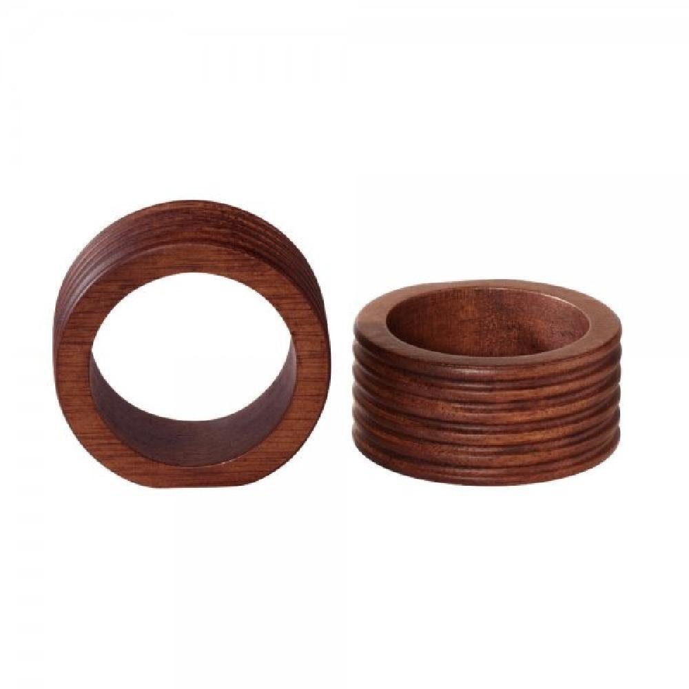ASA SELECTION Papierserviette Asa Serviettenringe Set Wood Rund Gerillt Braun (2-teilig)
