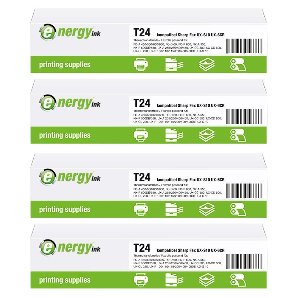 Energy-ink 4x energy ink TTR-Fax-Rolle T24 kompatibel Sharp Fax UX-S10 UX-6CR Tintenpatrone