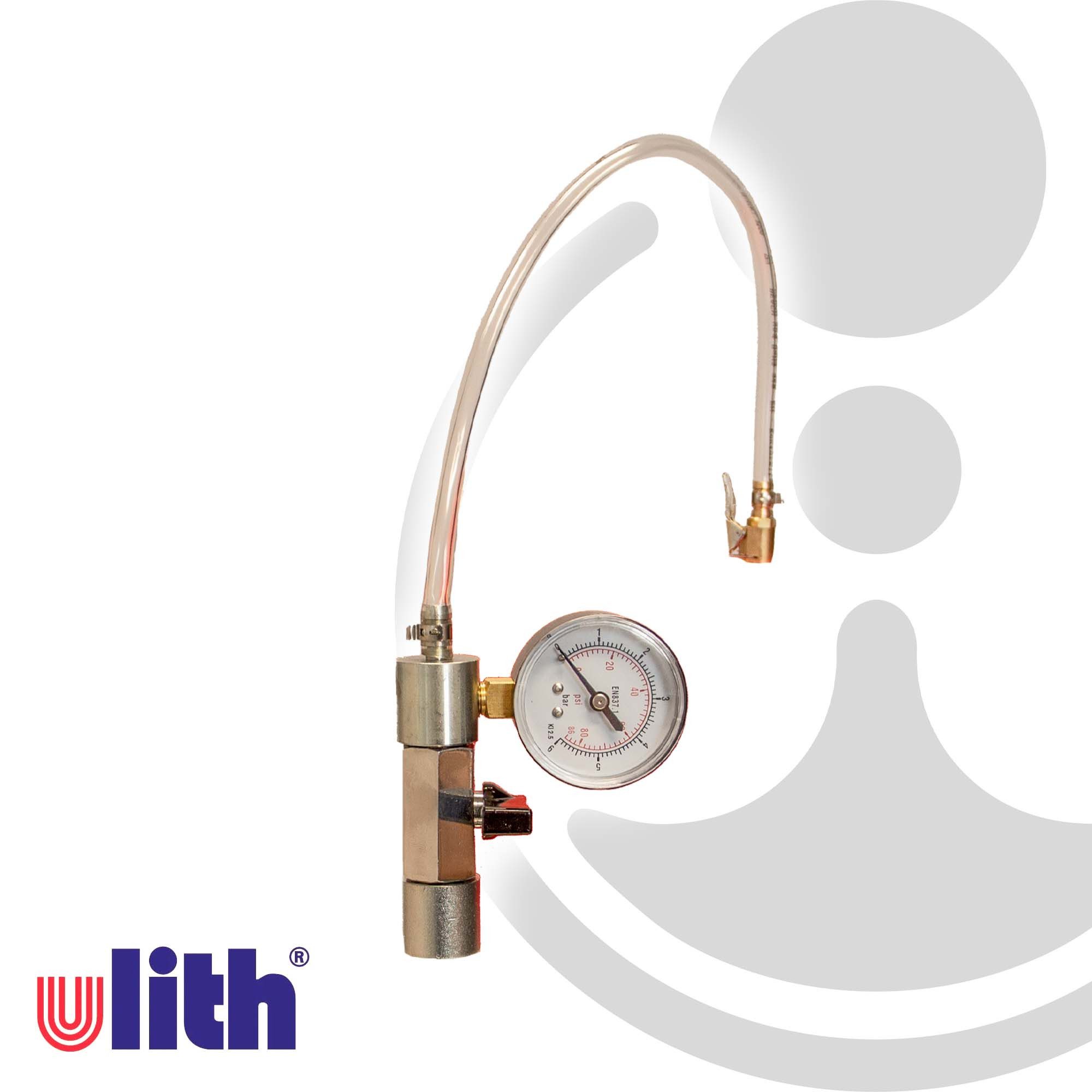 Ulith Anschlussstück Anschlussadapter für Gefässfüller mit Absperrvorrichtung und Manometer