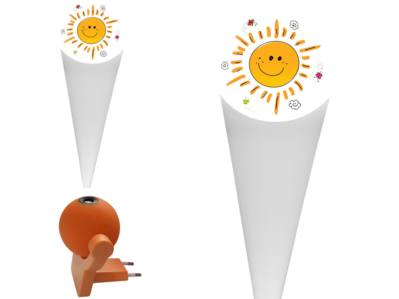 niermann LED Nachtlicht mit Projektor für Sonnen-Motiv, Höhe 7cm, LED fest integriert, 2er Set Schlummerlicht Baby mit Projektor für Sonnen-Motiv
