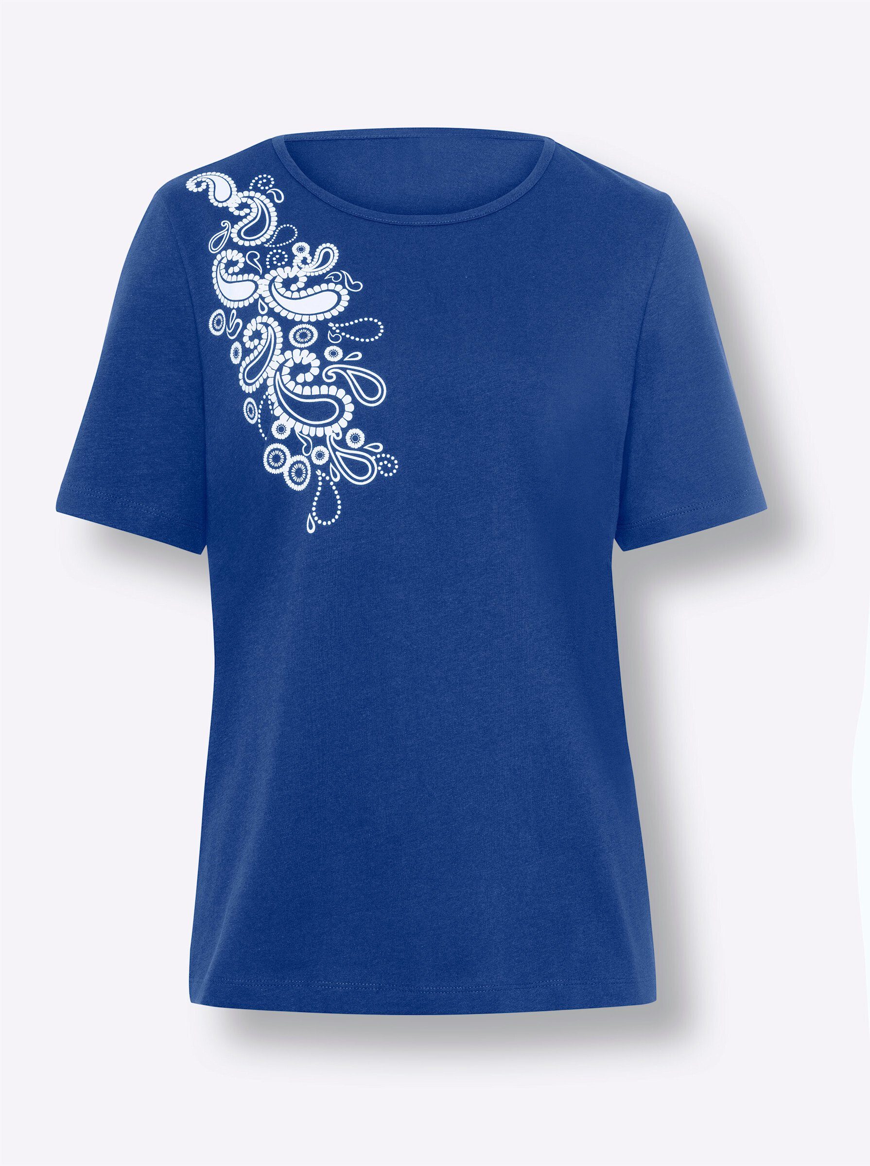 T-Shirt an! Sieh royalblau-weiß